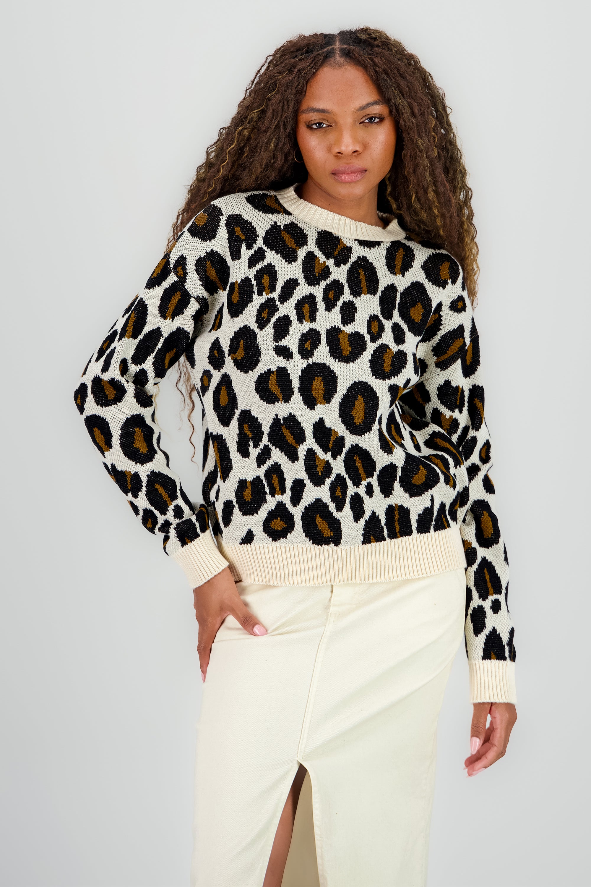 Sueter animal print BEIGE