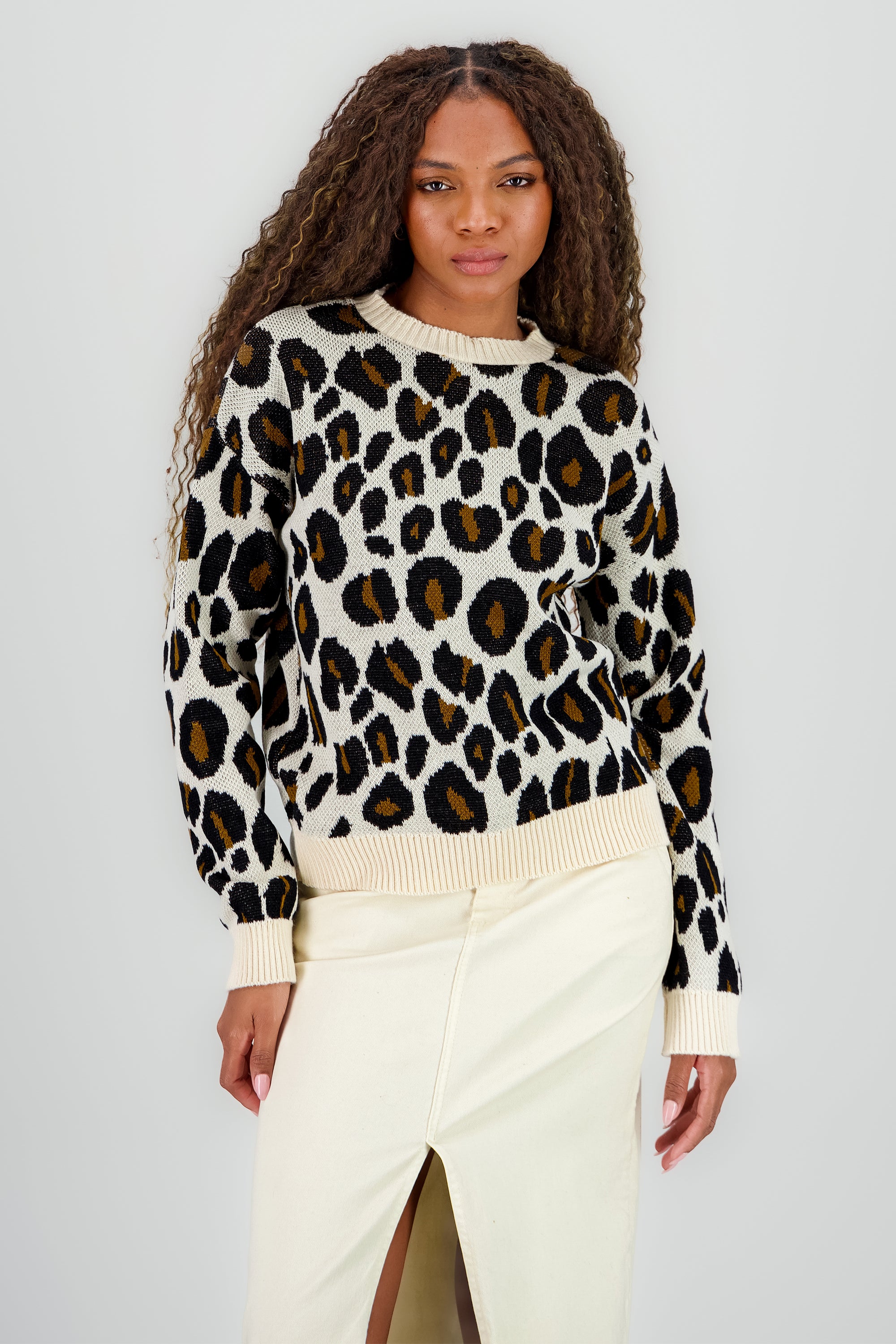 Sueter animal print BEIGE