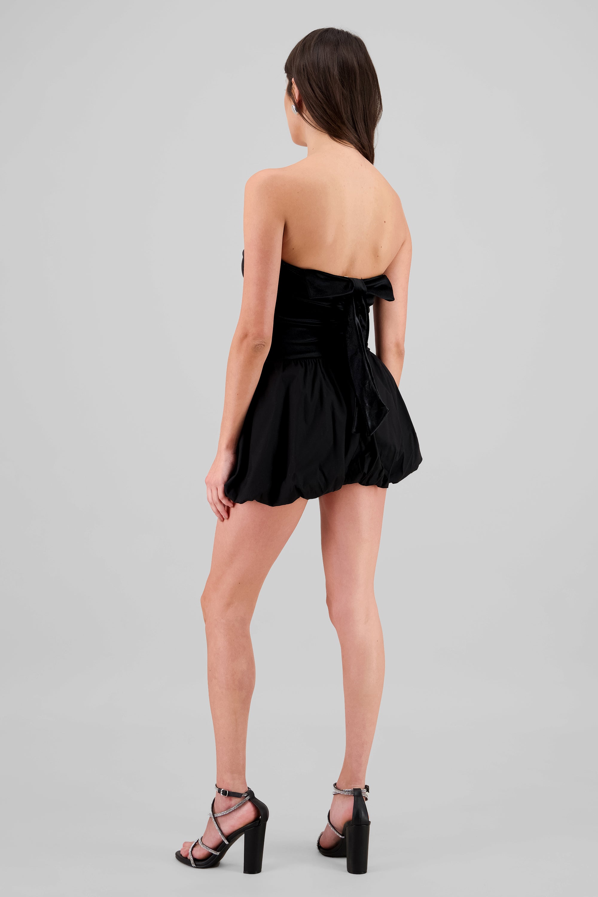 Vestido falda globo terciopelo NEGRO