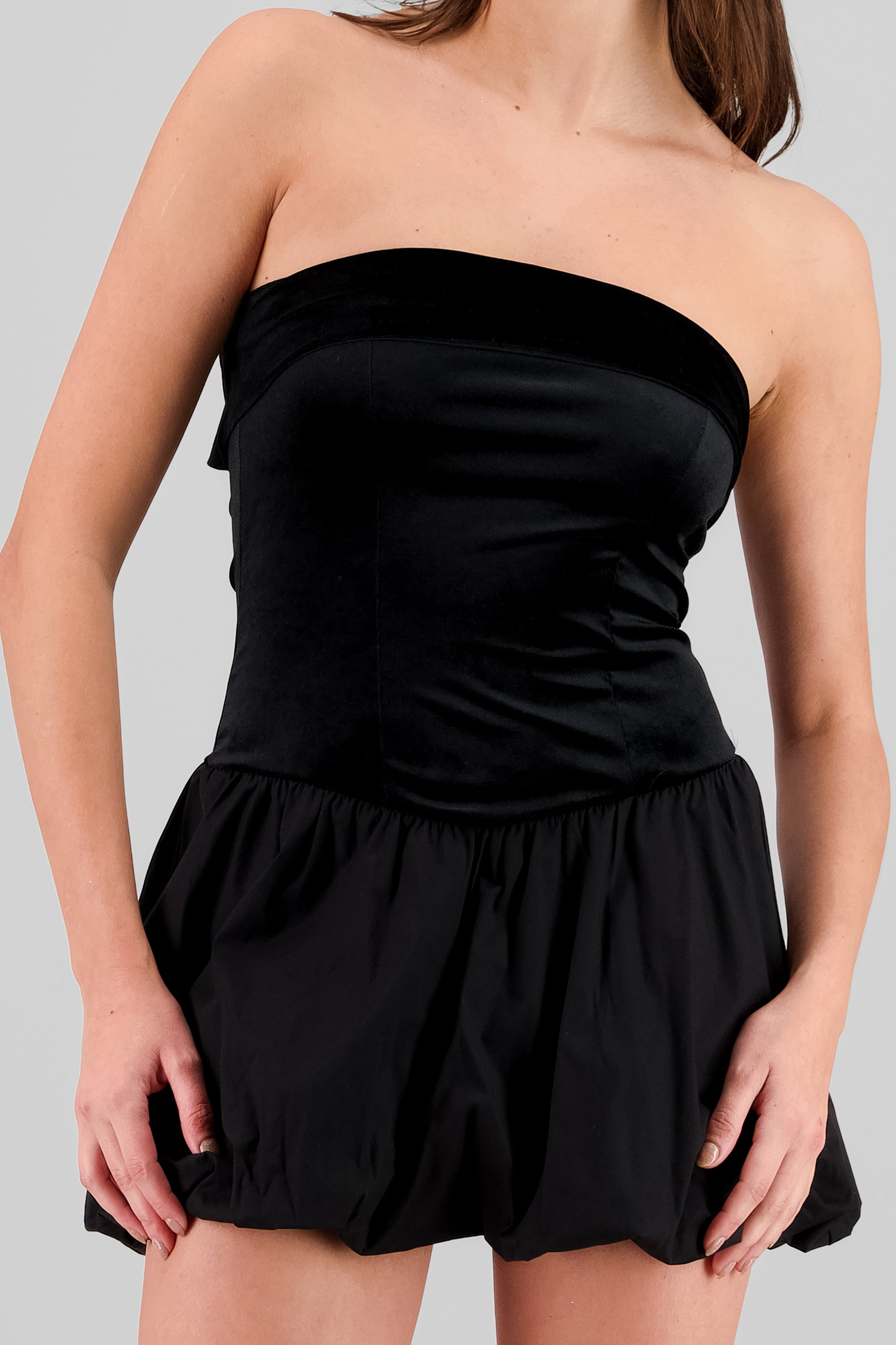 Vestido falda globo terciopelo NEGRO