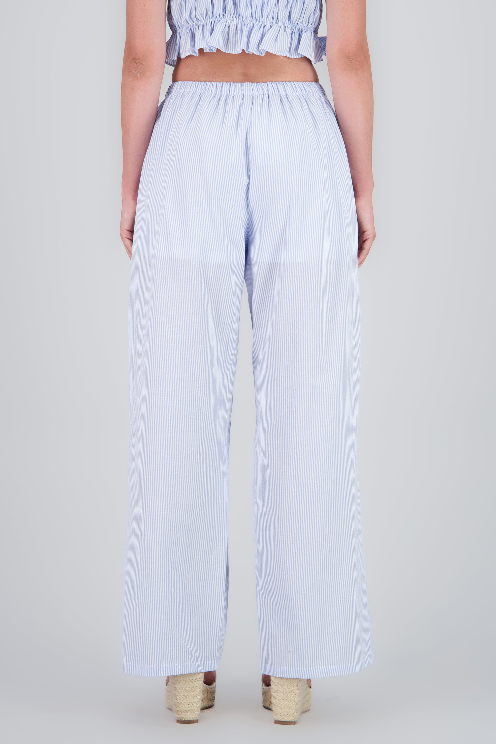Pantalones de algodon rayas AZUL CIELO