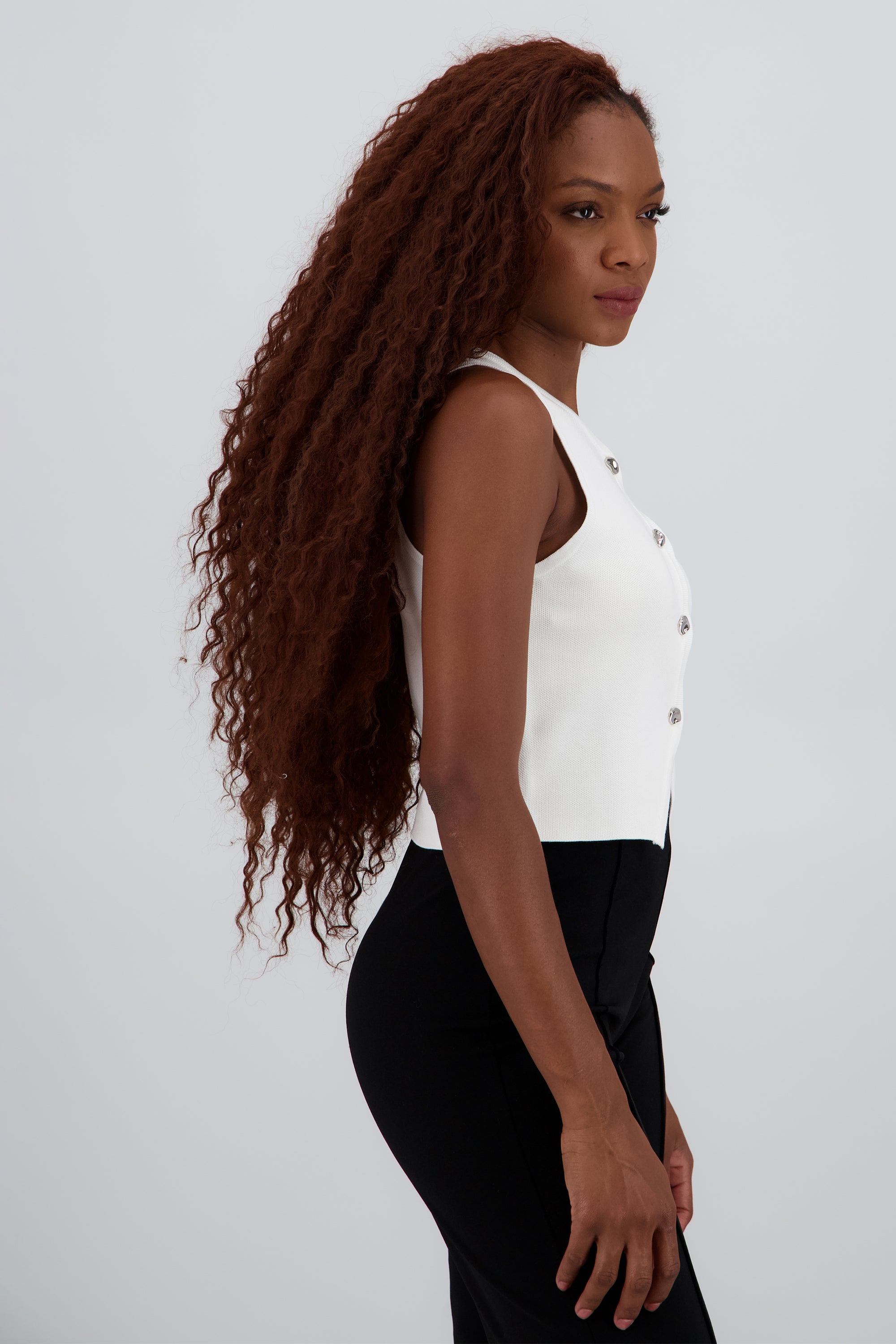 Top corto tejido detalle botones BLANCO