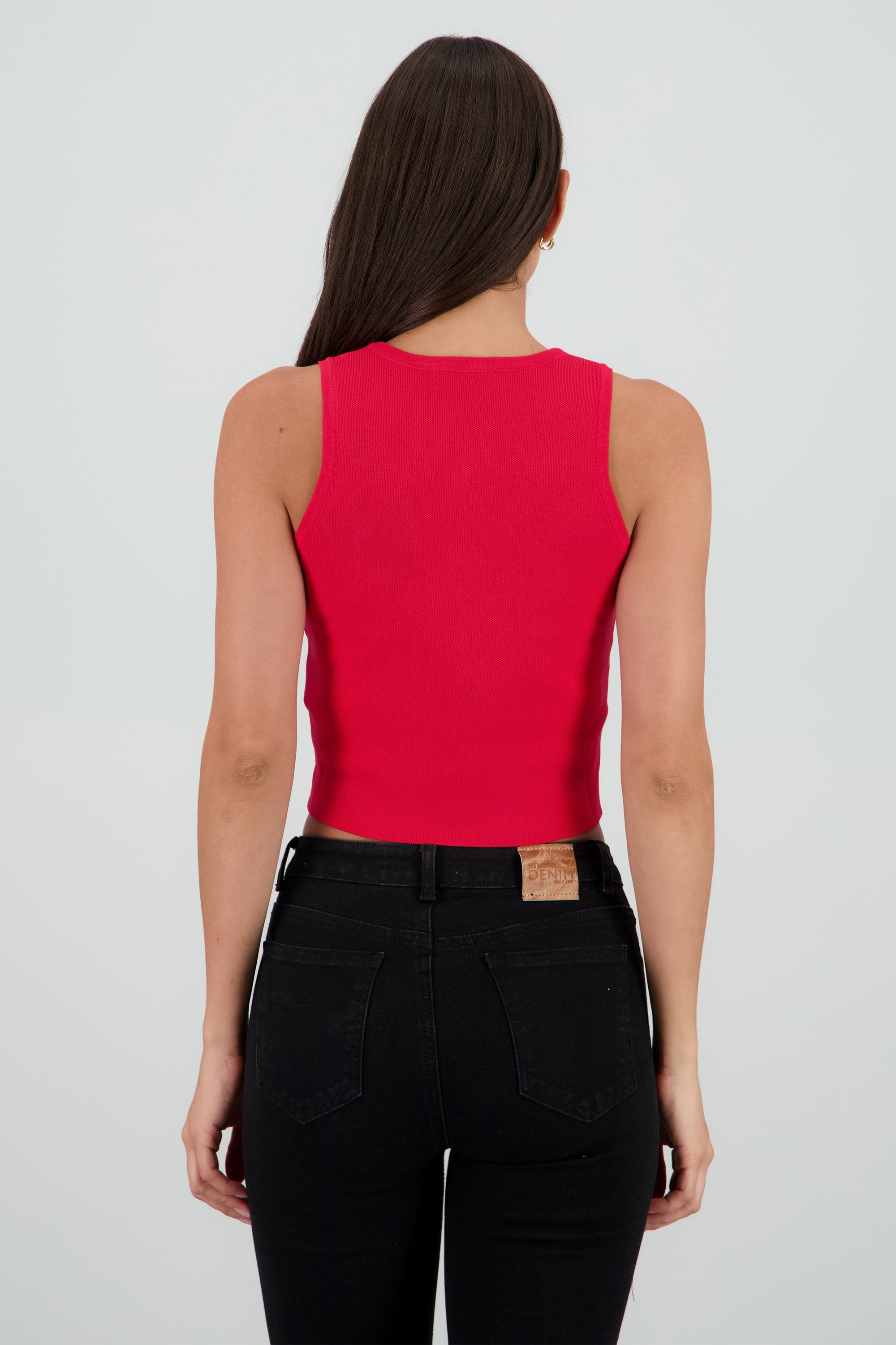 Top corto tejido detalle botones ROJO