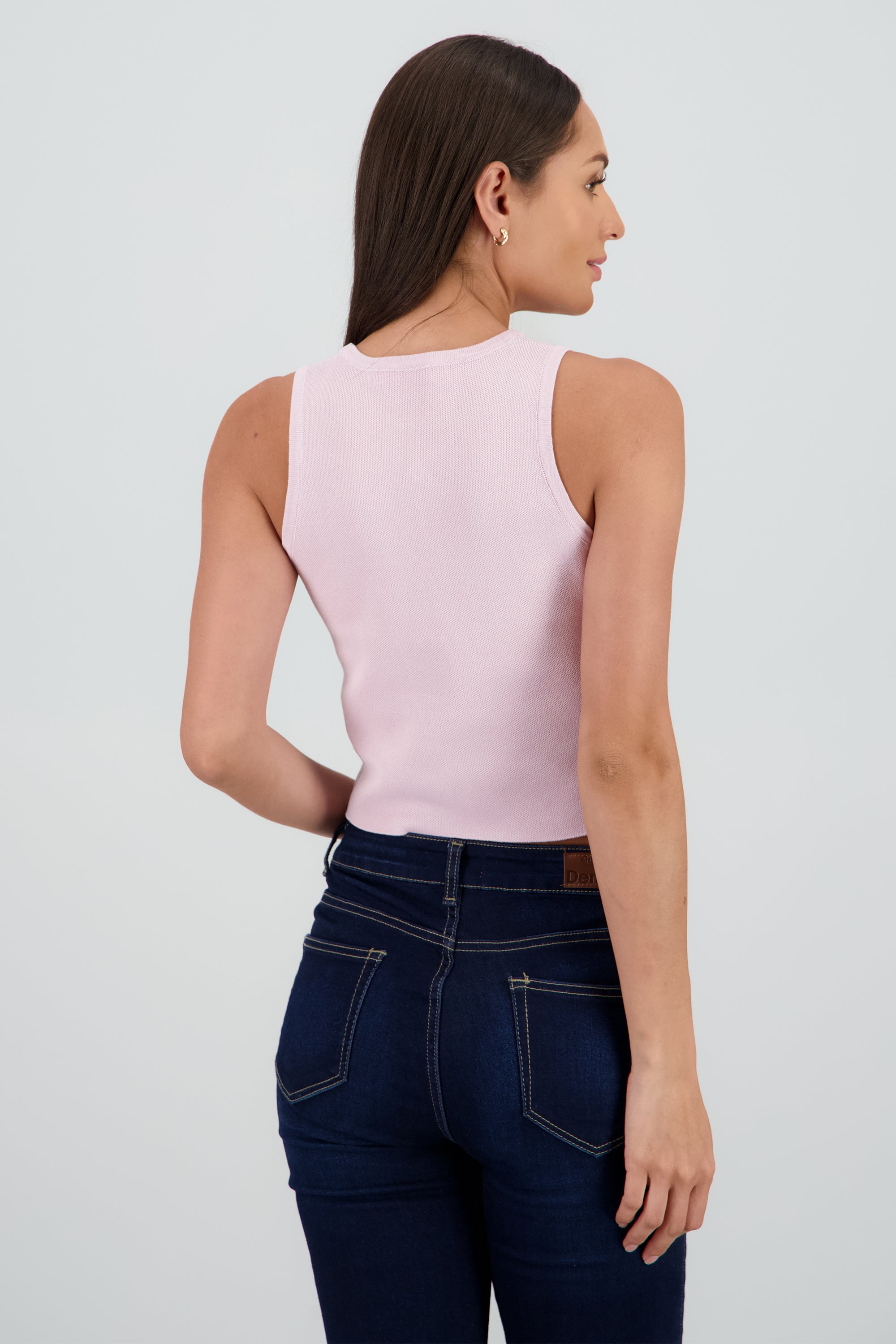 Top corto tejido detalle botones PALO DE ROSA