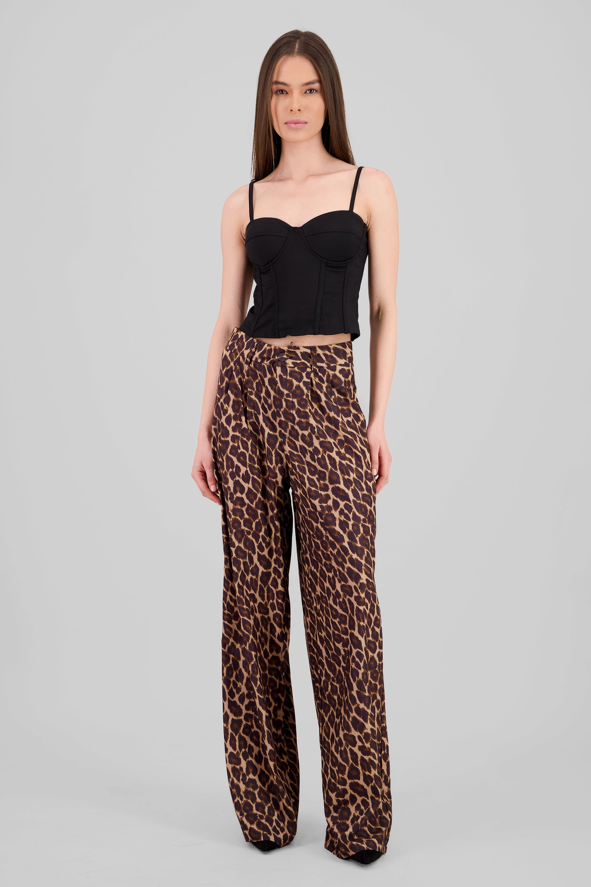 Pantalon recto animal print CAFE COMBO