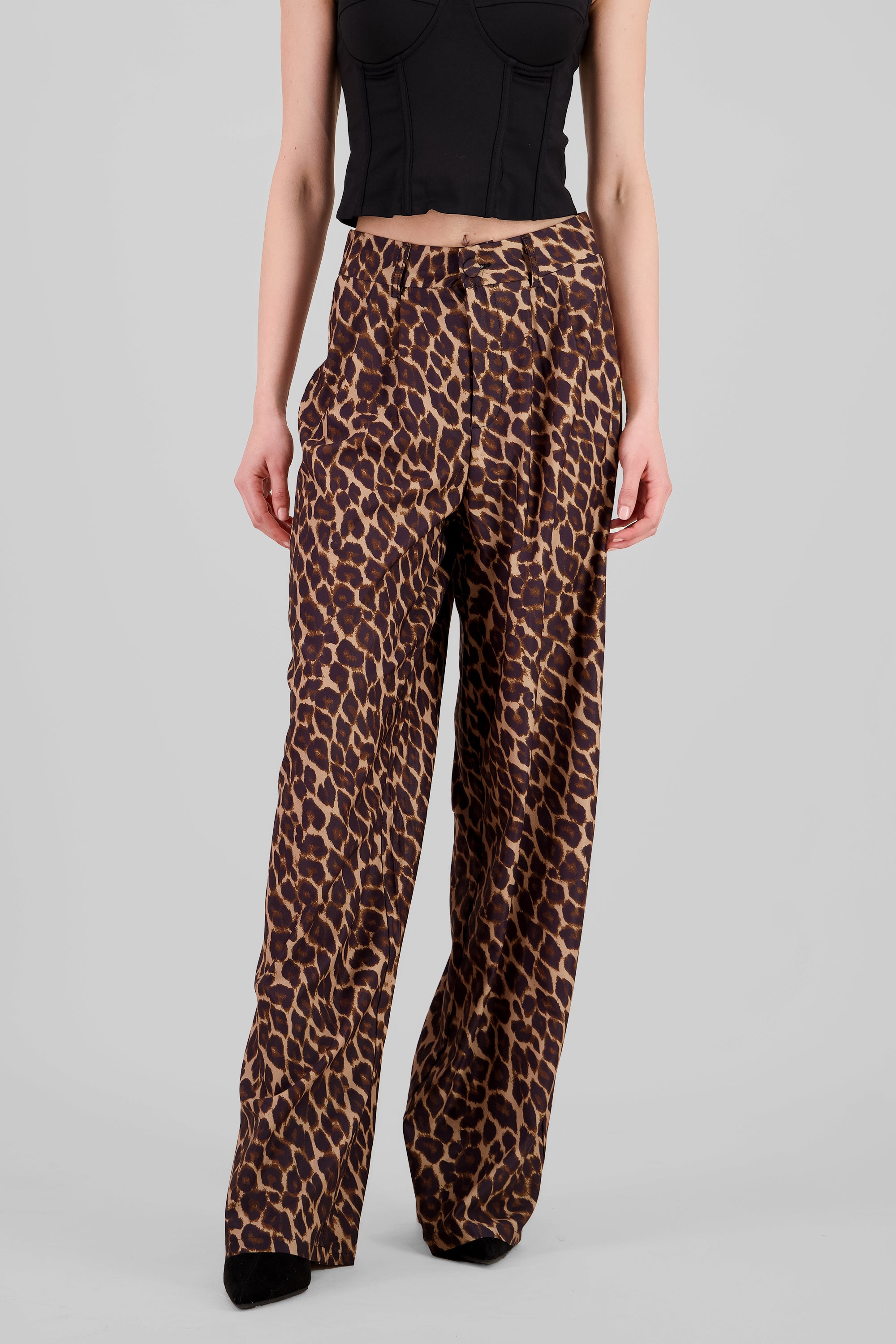 Pantalon recto animal print CAFE COMBO