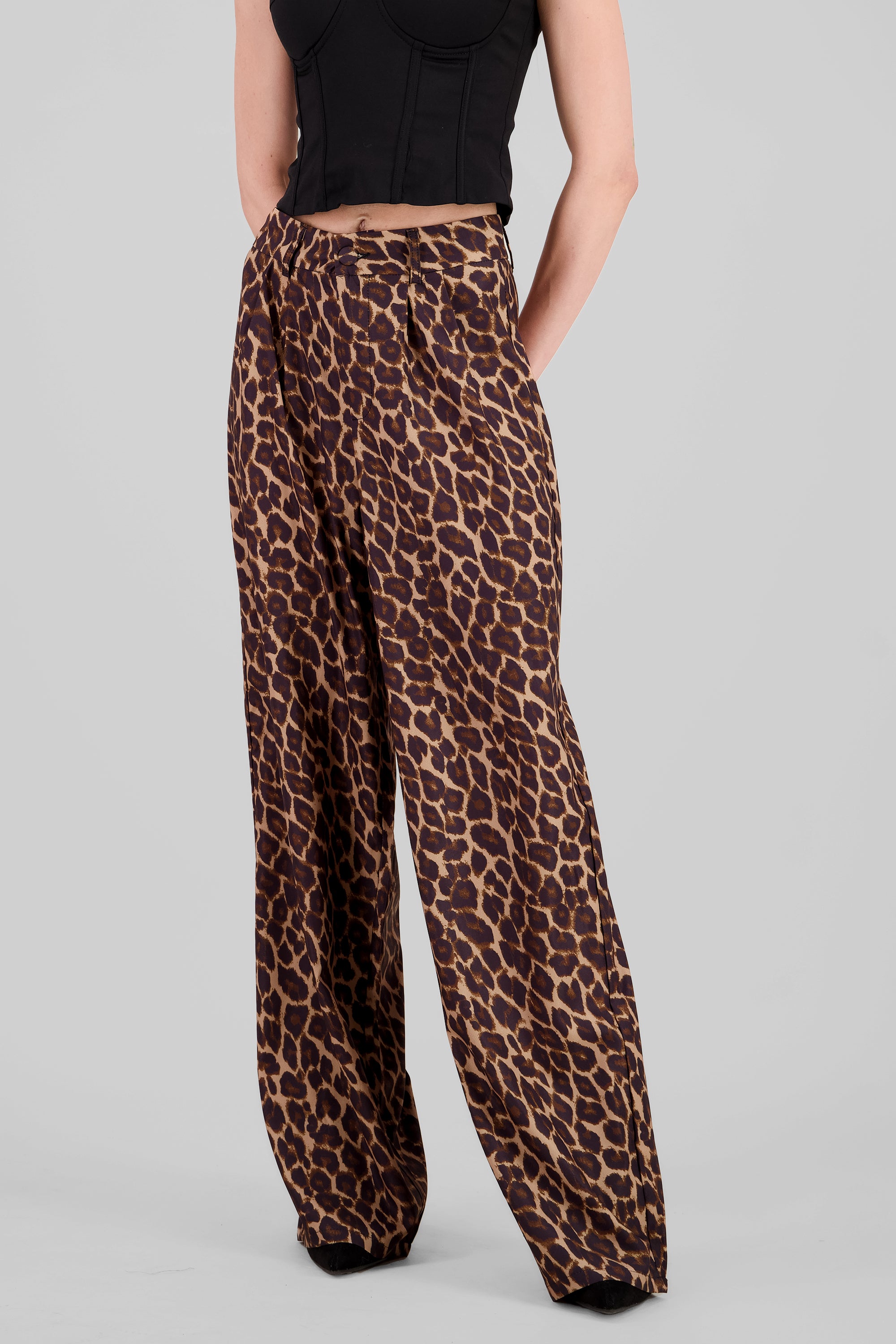 Pantalon recto animal print CAFE COMBO