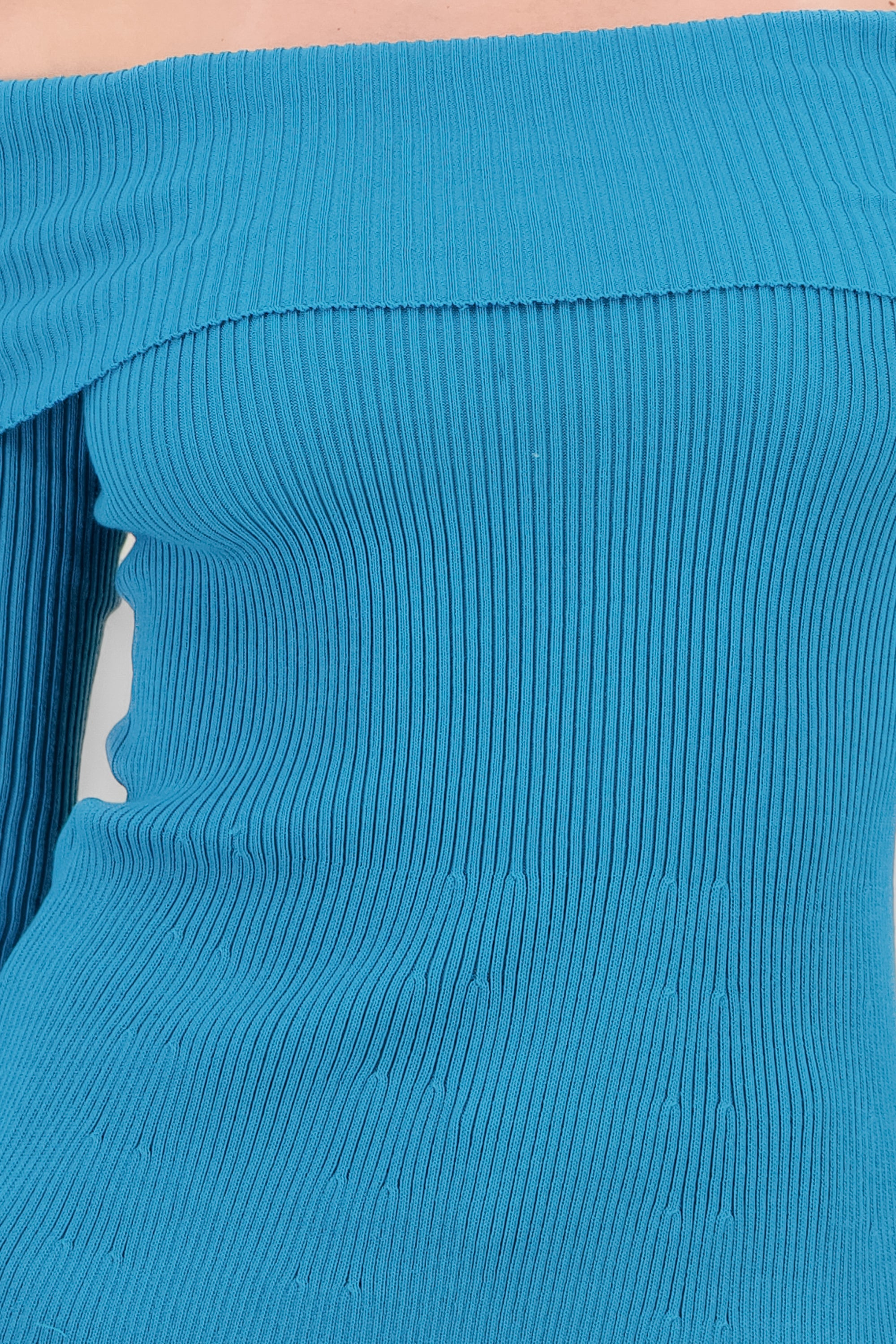 Top sin hombros tejido rib AZUL PATO