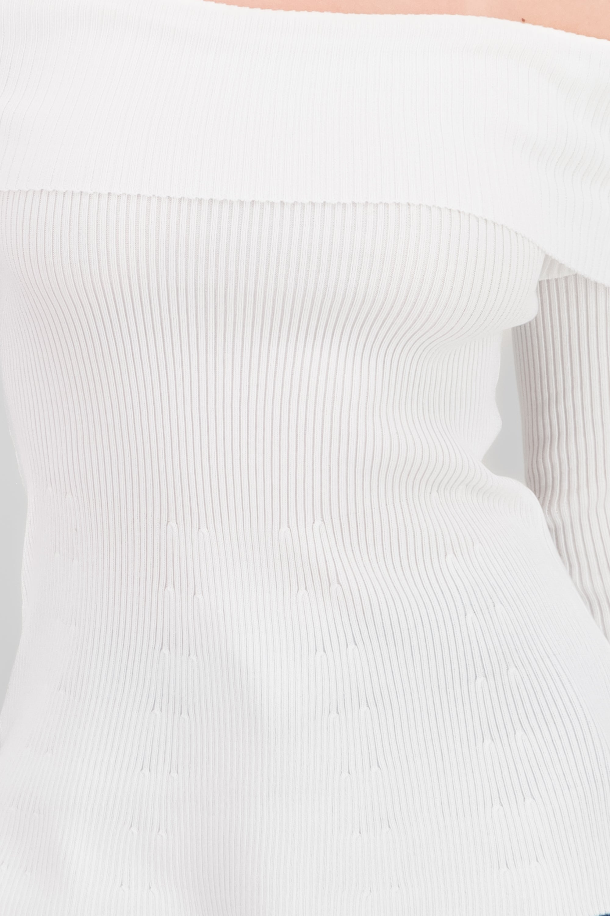 Top sin hombros tejido rib BLANCO