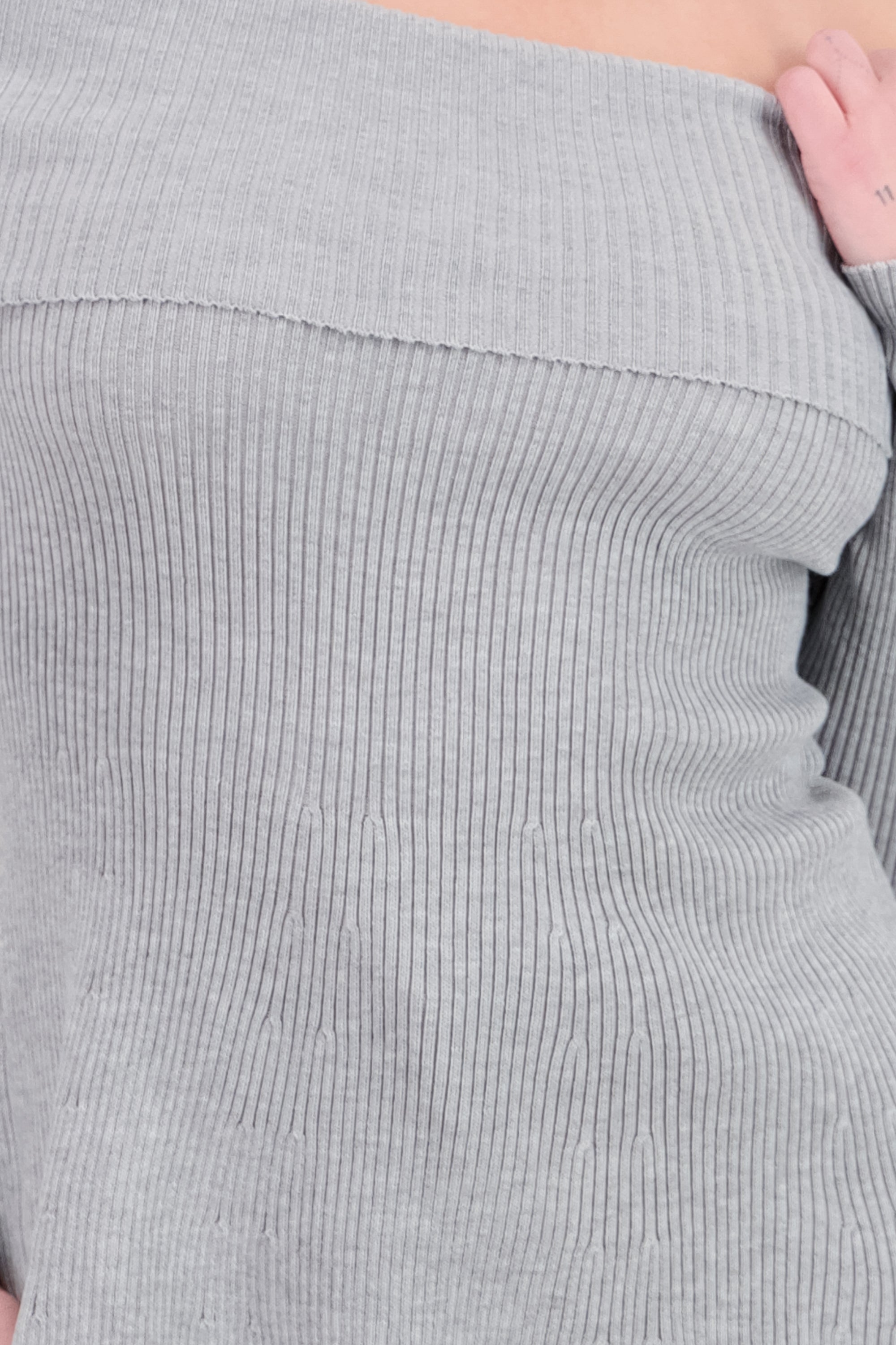 Top sin hombros tejido rib GRIS JASPE