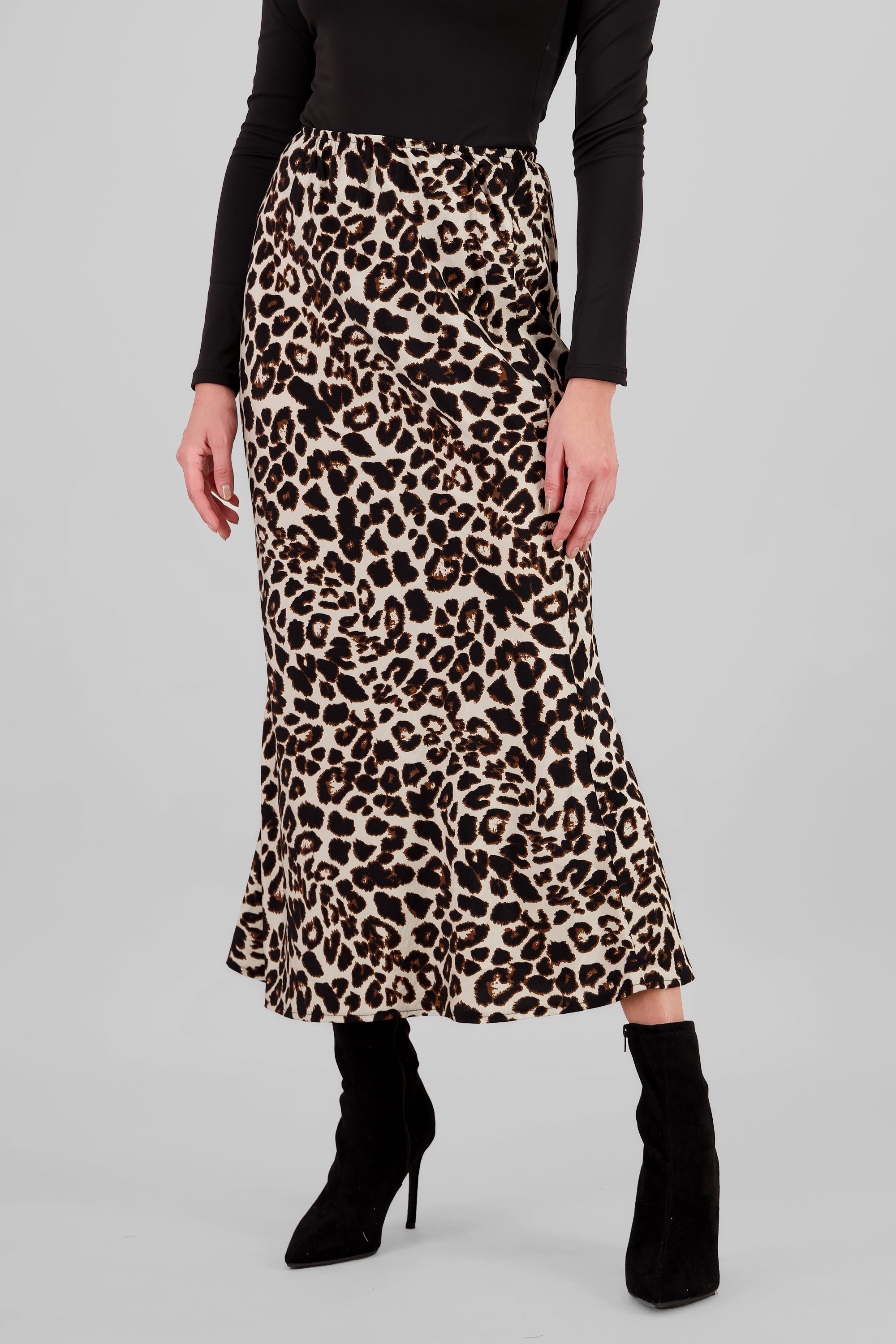 Falda maxi animal print KHAKI COMBO