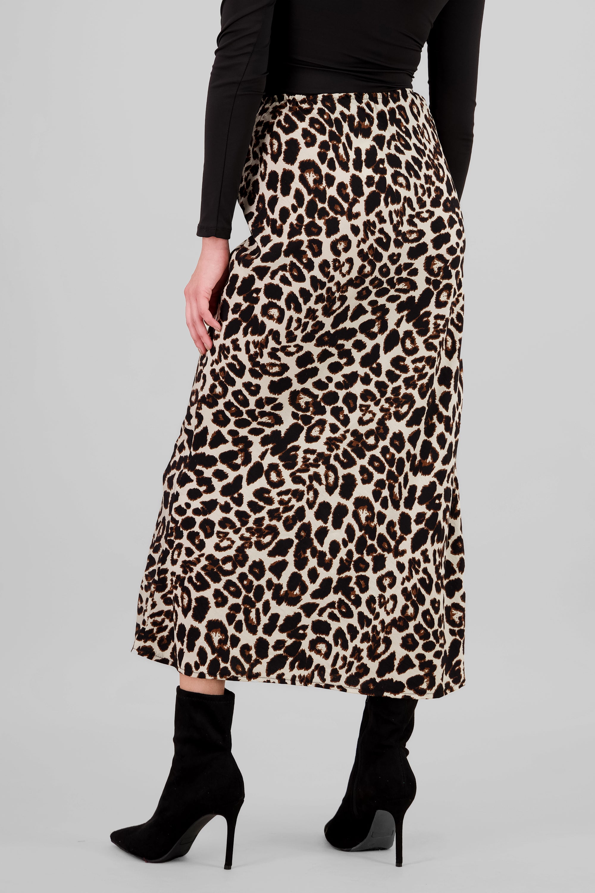 Falda maxi animal print KHAKI COMBO