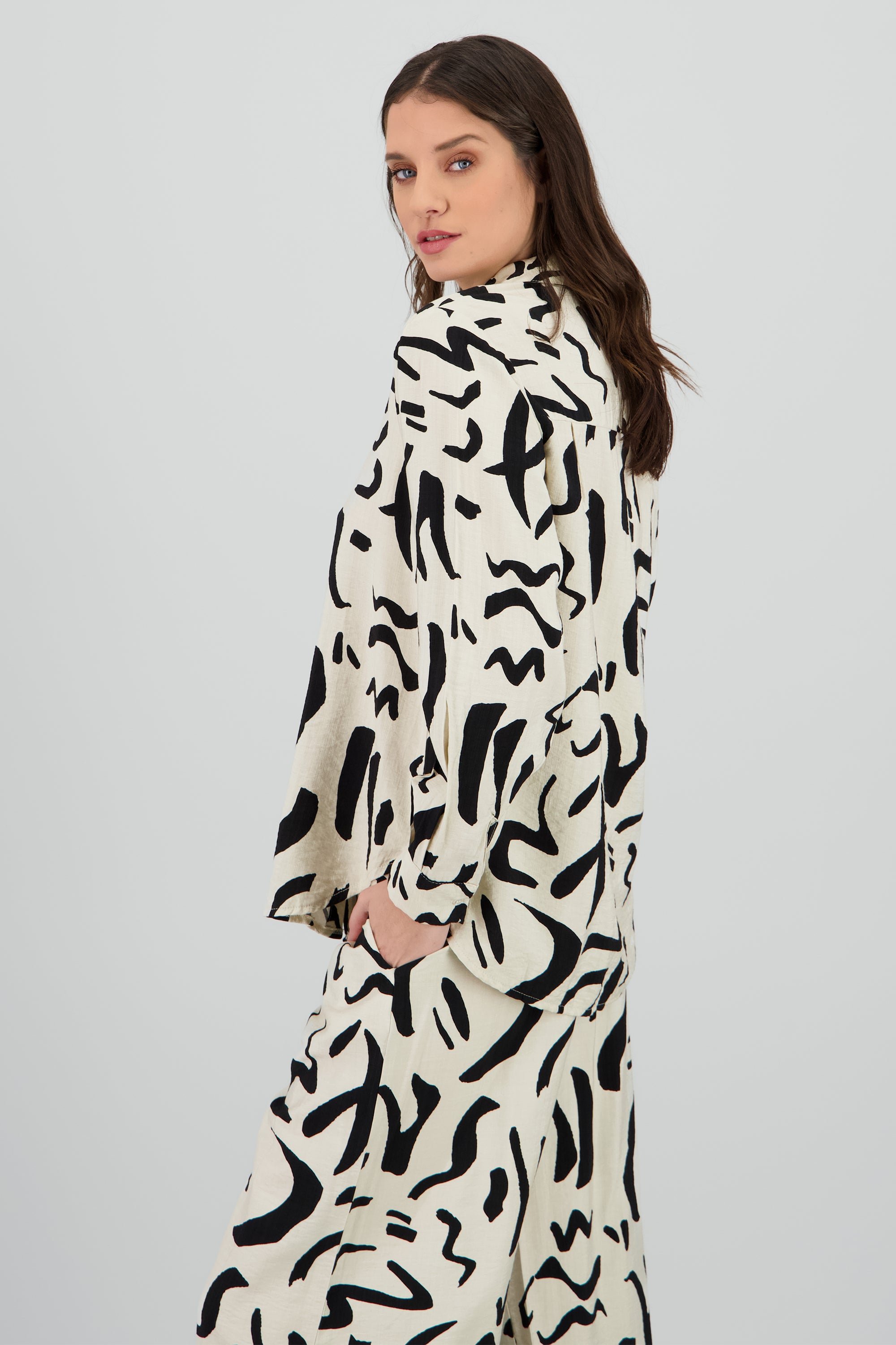 Camisa oversized detalle estampado BLANCO
