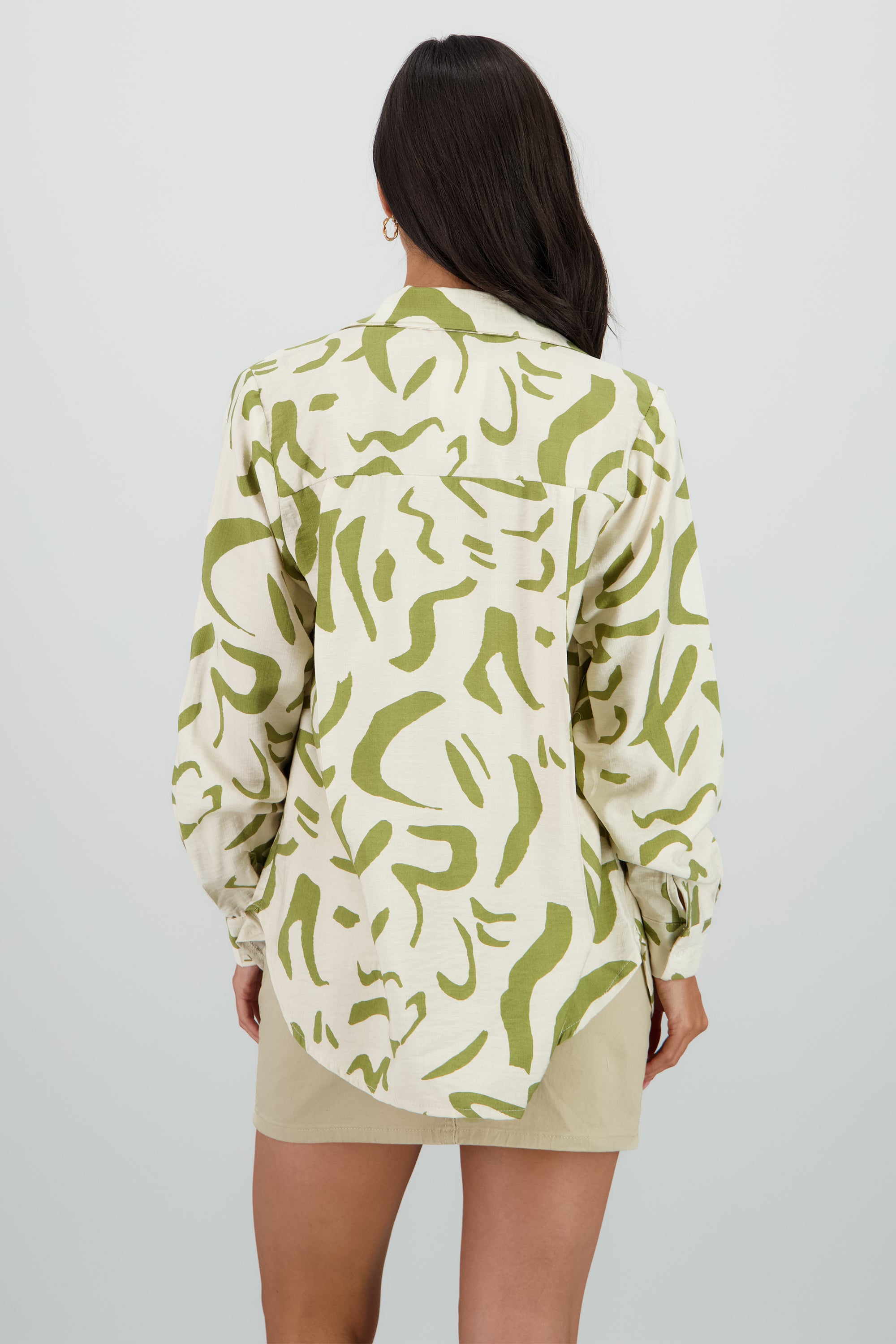 Camisa oversized detalle estampado BLANCO COMBO