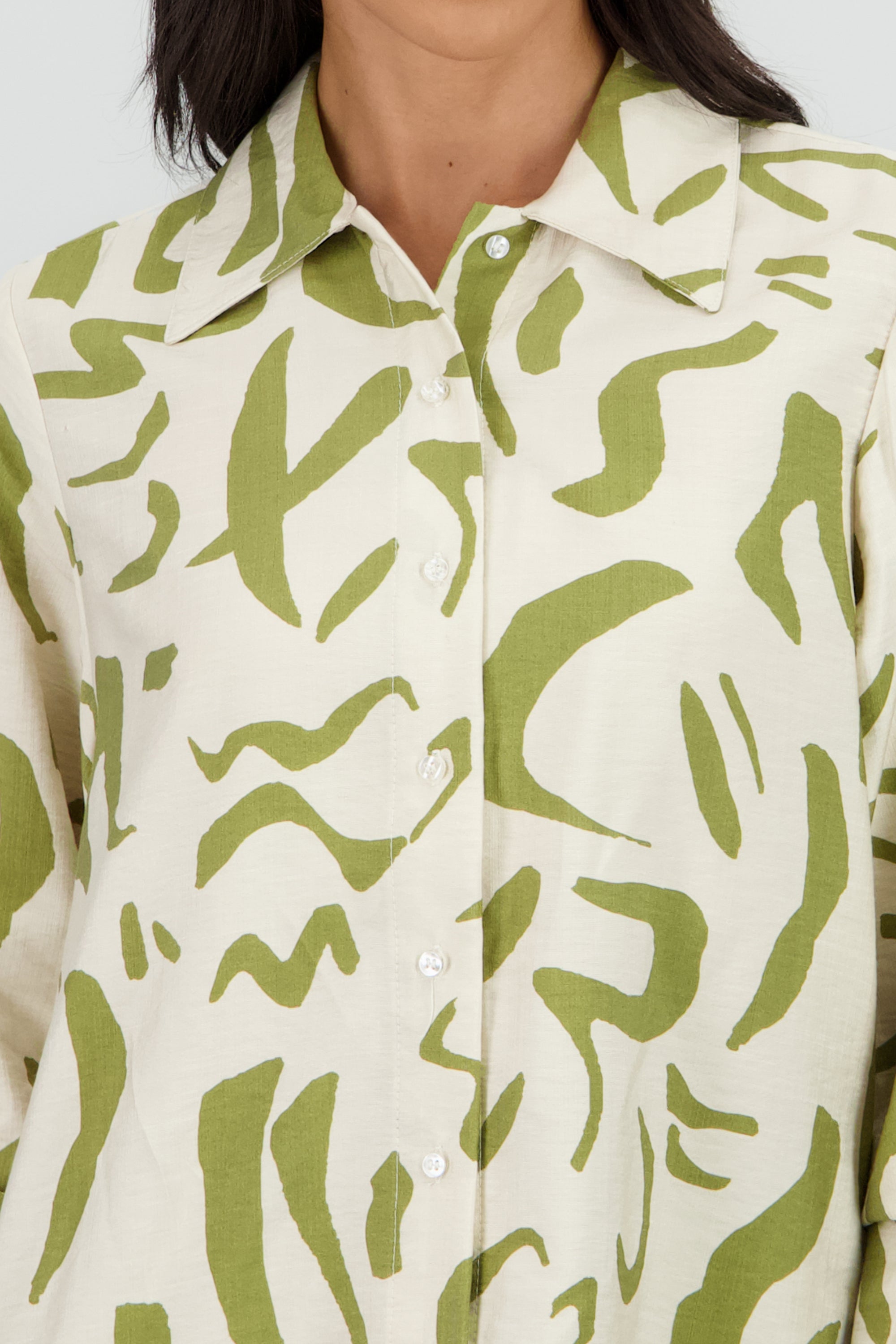 Camisa oversized detalle estampado BLANCO COMBO