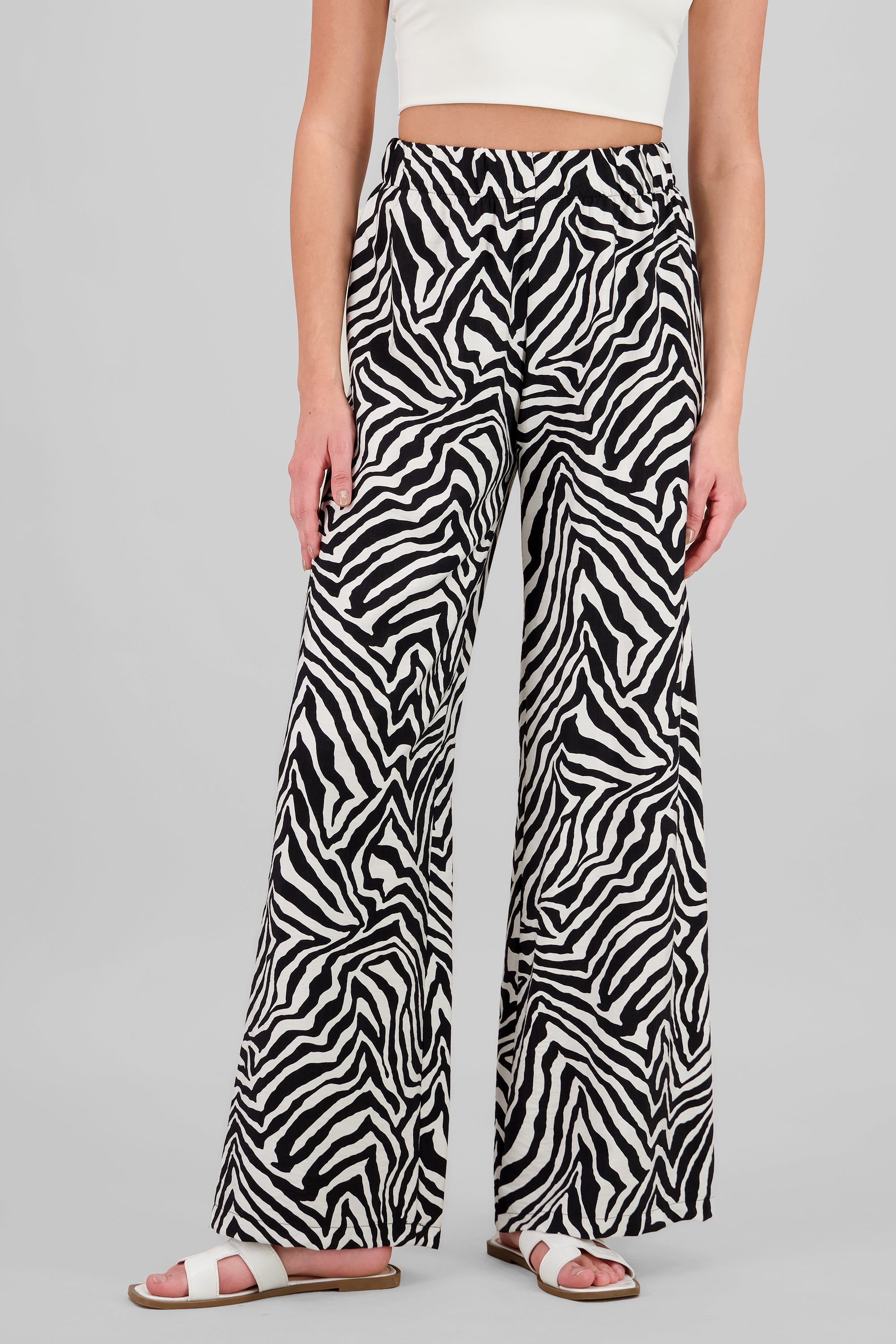 Pantalon amplio estampado tropical NEGRO COMBO