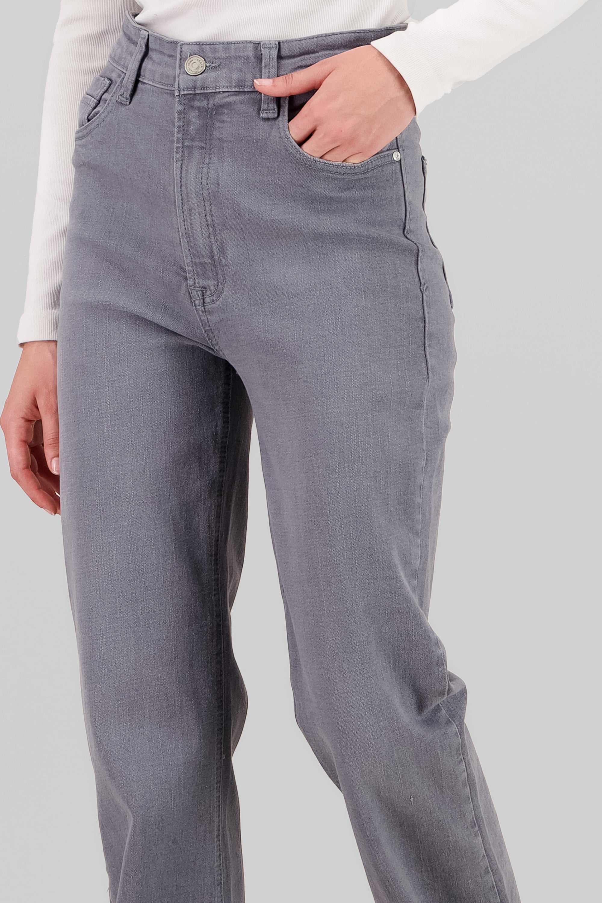 Jeans boot cut abertura GRIS