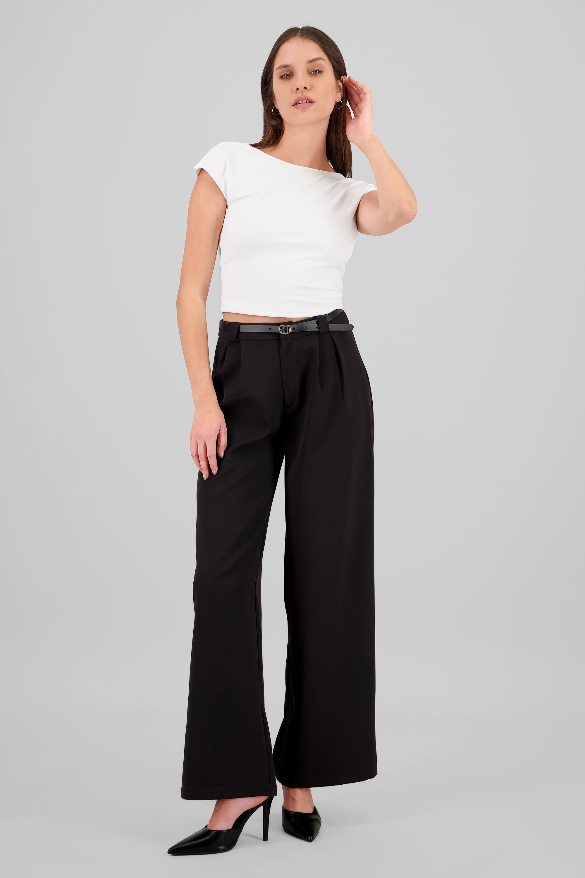 Pantalon tipo sastre detalle cinturon NEGRO