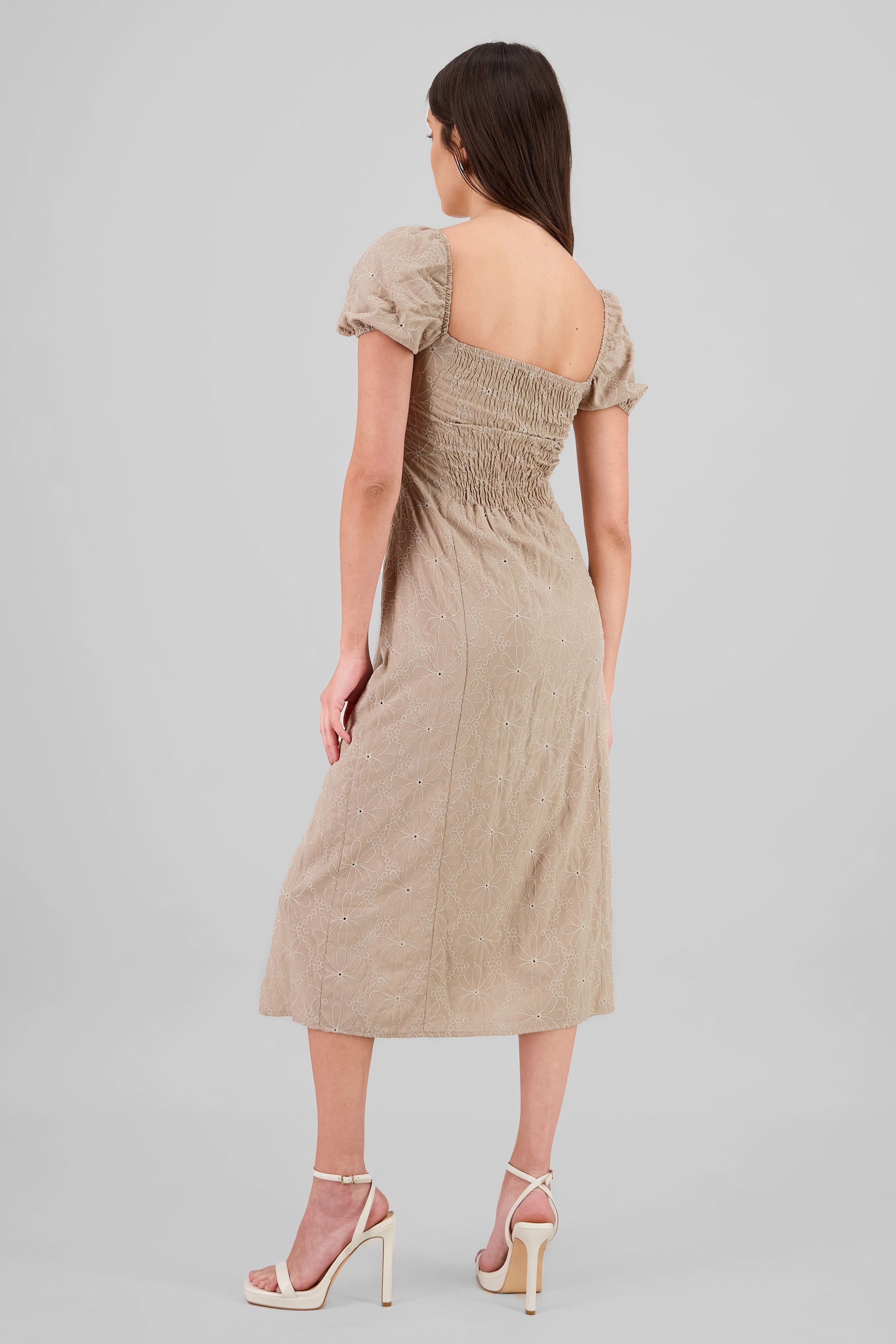Vestido midi detalle textura flores ARENA