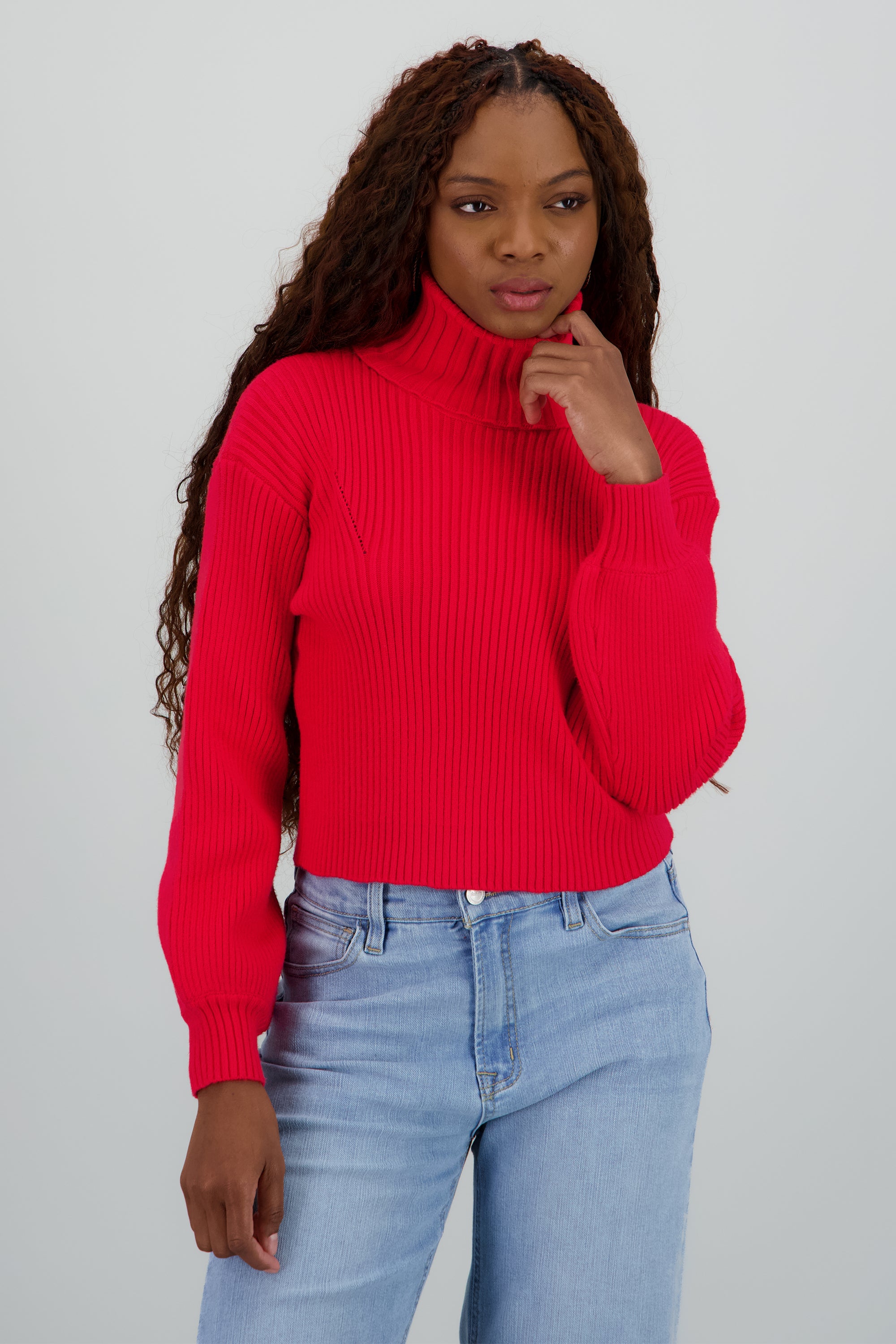 Sueter tejido cuello tortuga ROJO