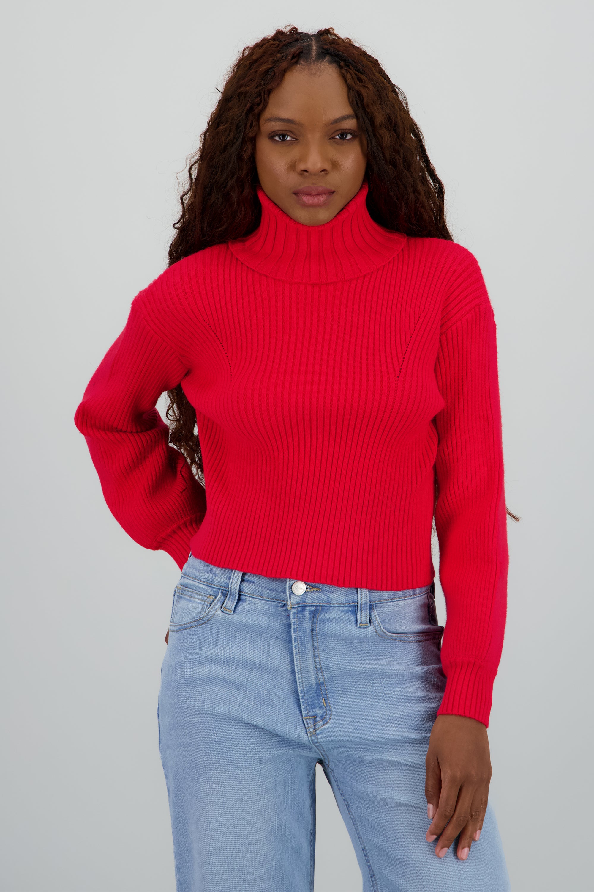 Sueter tejido cuello tortuga ROJO