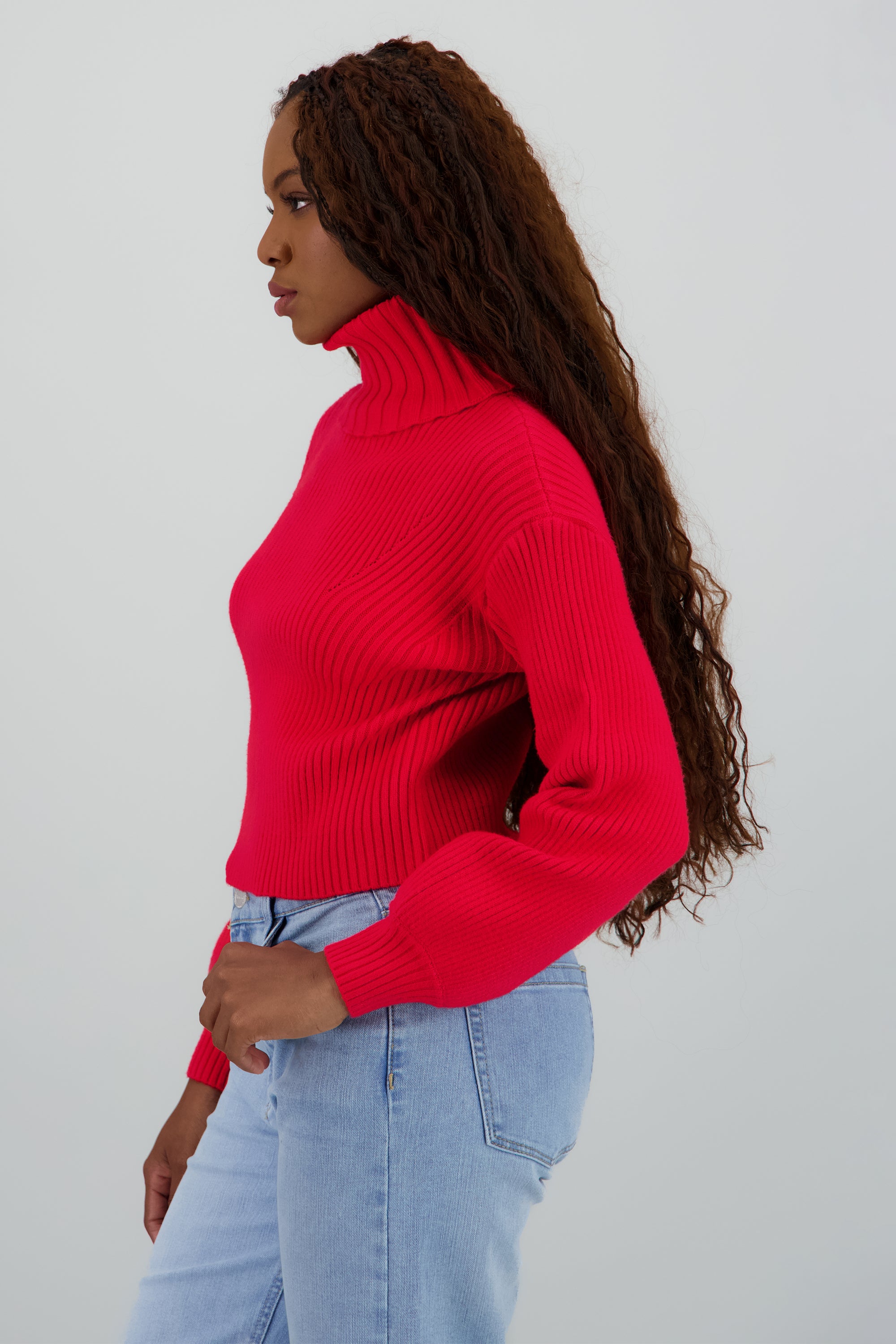 Sueter tejido cuello tortuga ROJO