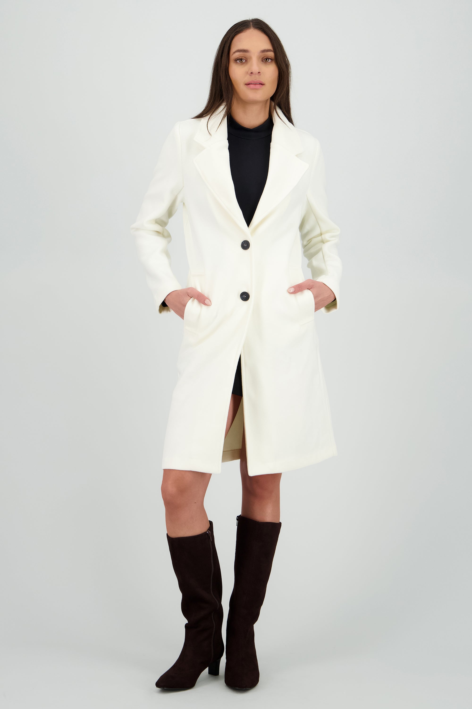 Abrigo largo liso CREMA