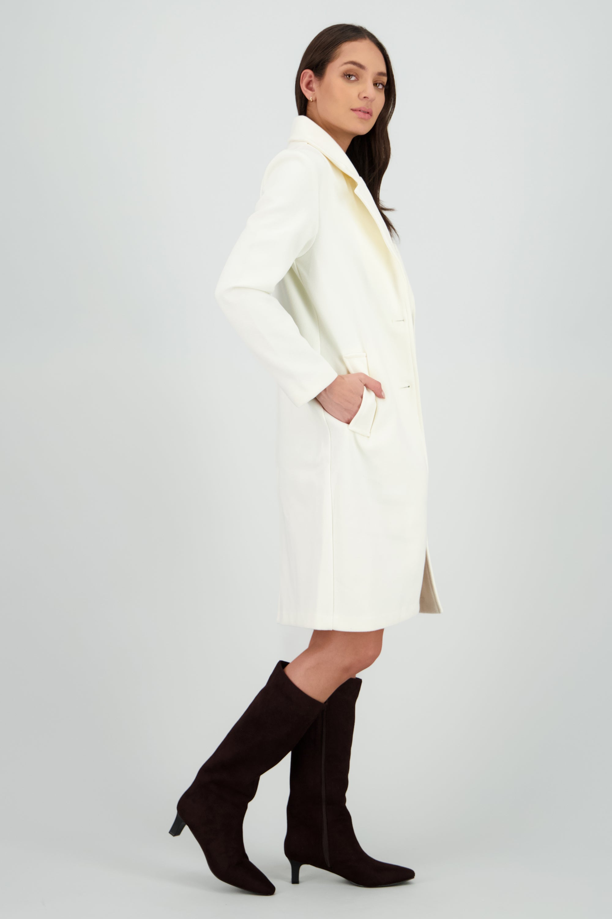 Abrigo largo liso CREMA