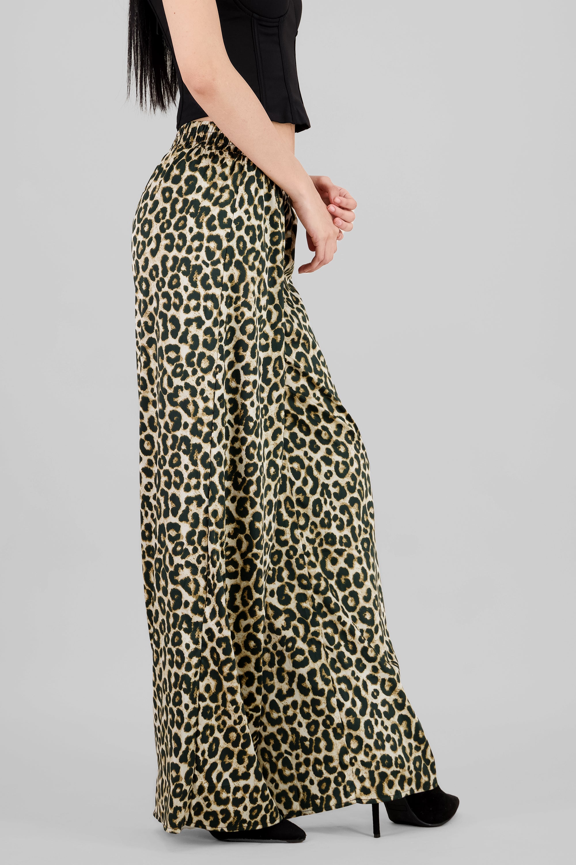 Pantalon amplio estampado leopardo CAFE COMBO