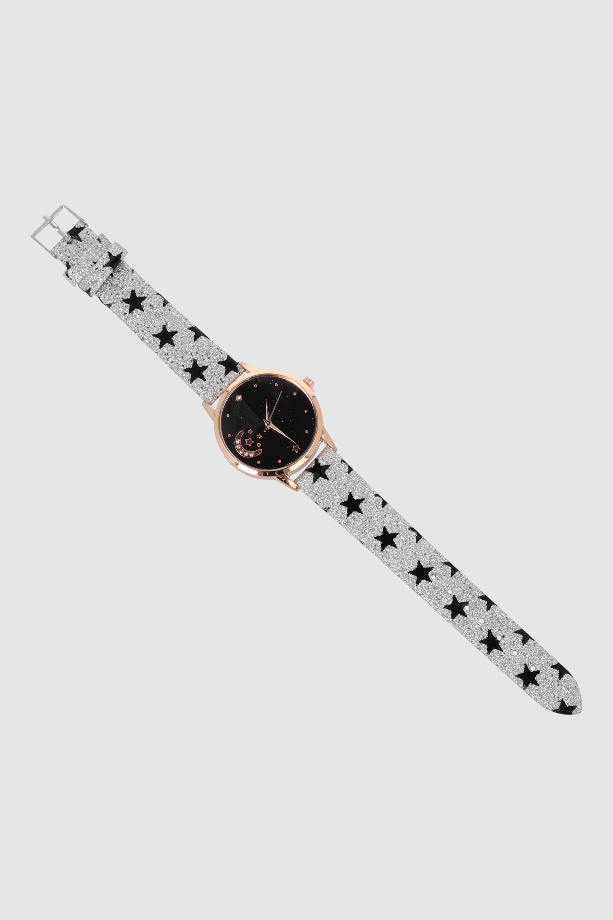 RELOJ PRINT LUNA ESTRELLAS NEGRO