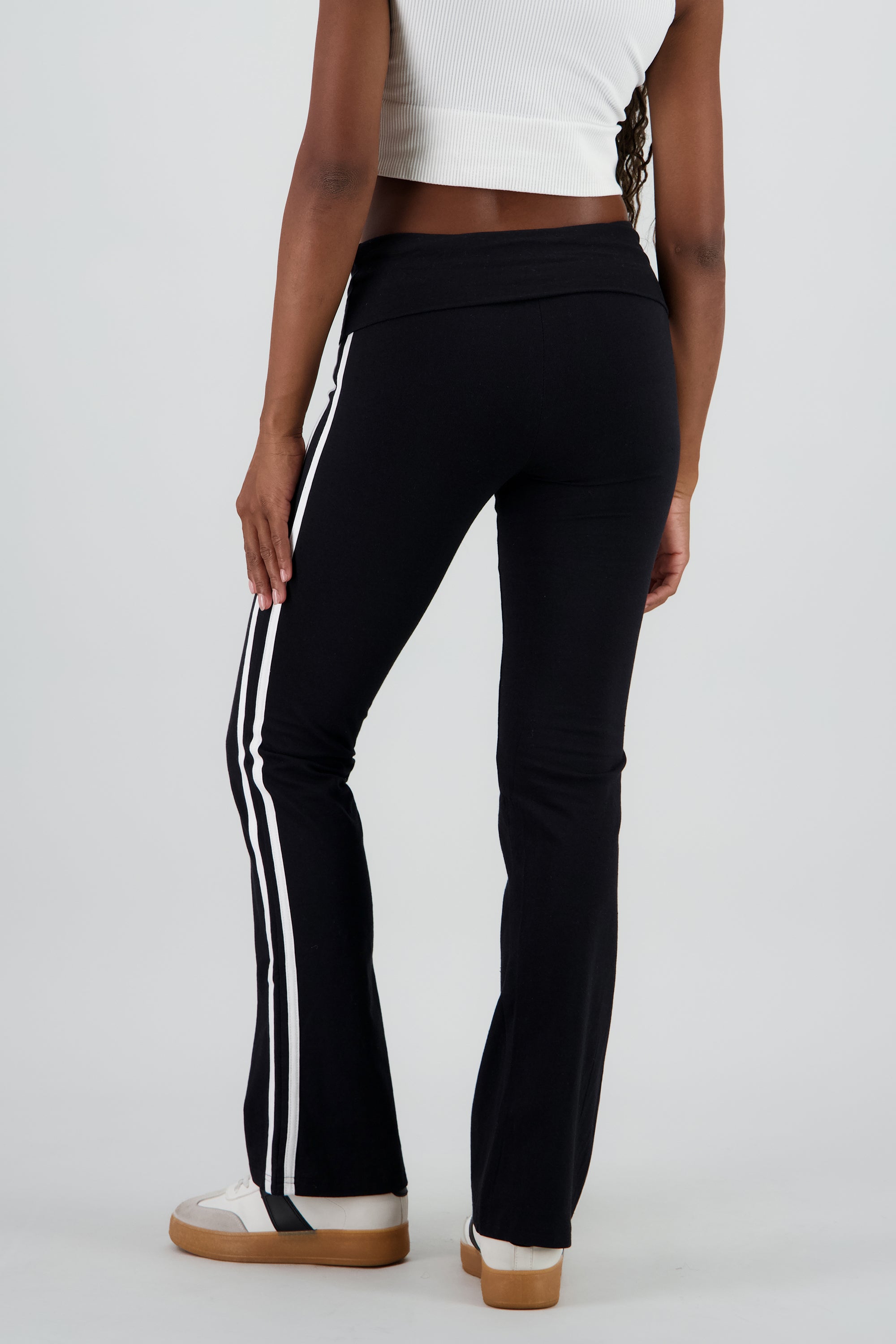 Pants con dobles en la pretina de rayas NEGRO