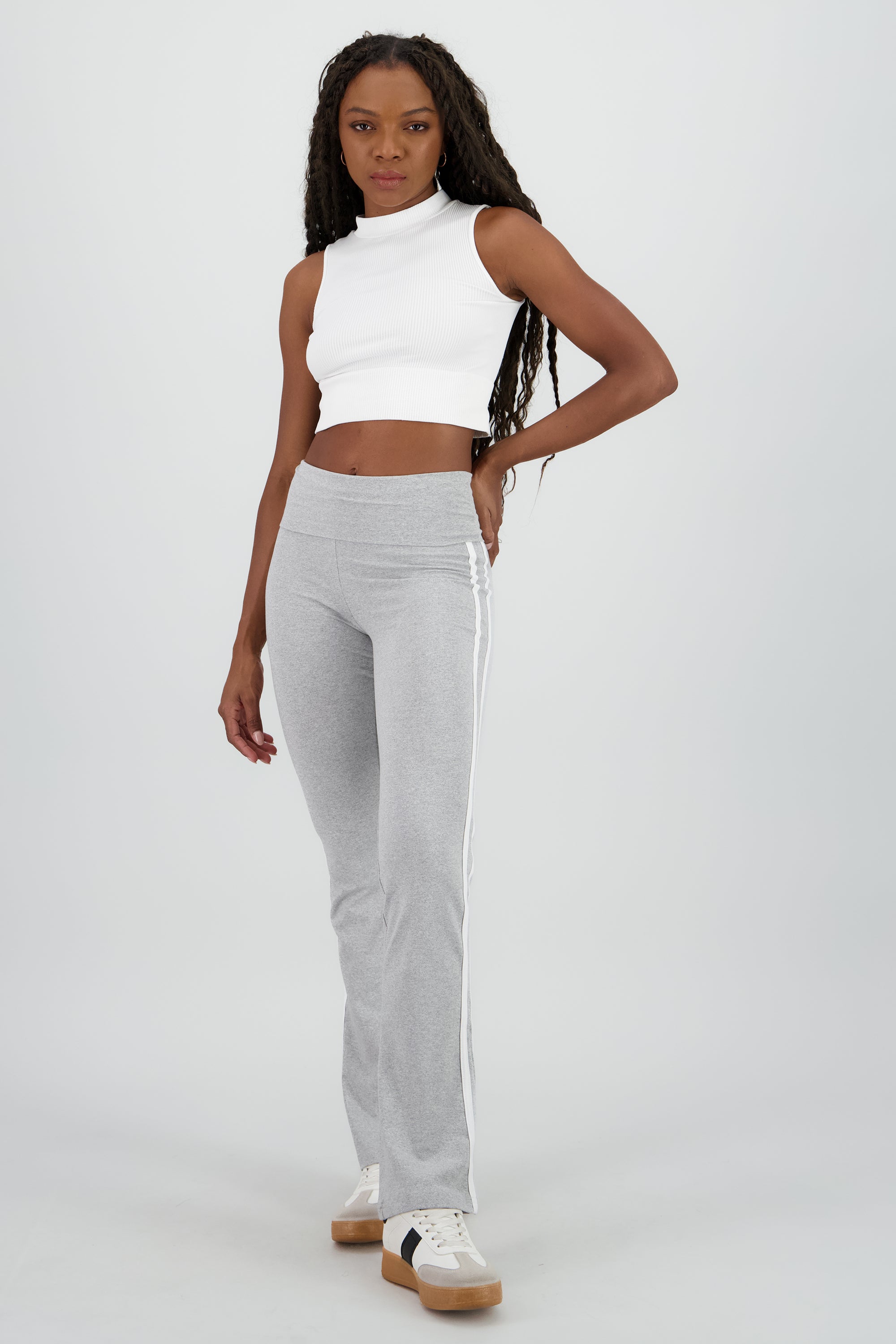 Pants con dobles en la pretina de rayas GRIS