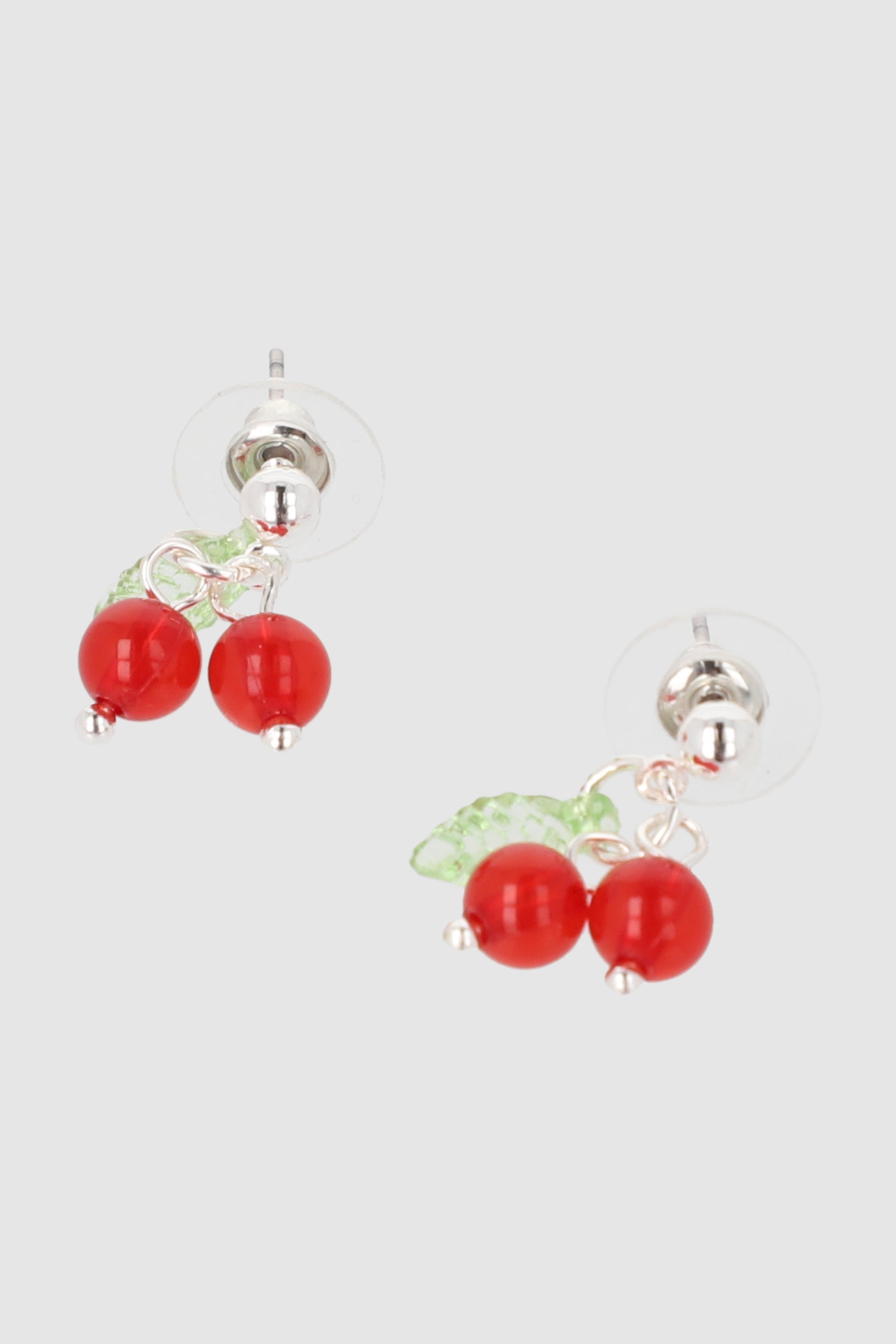ARETES CEREZAS CRISTAL PLATA