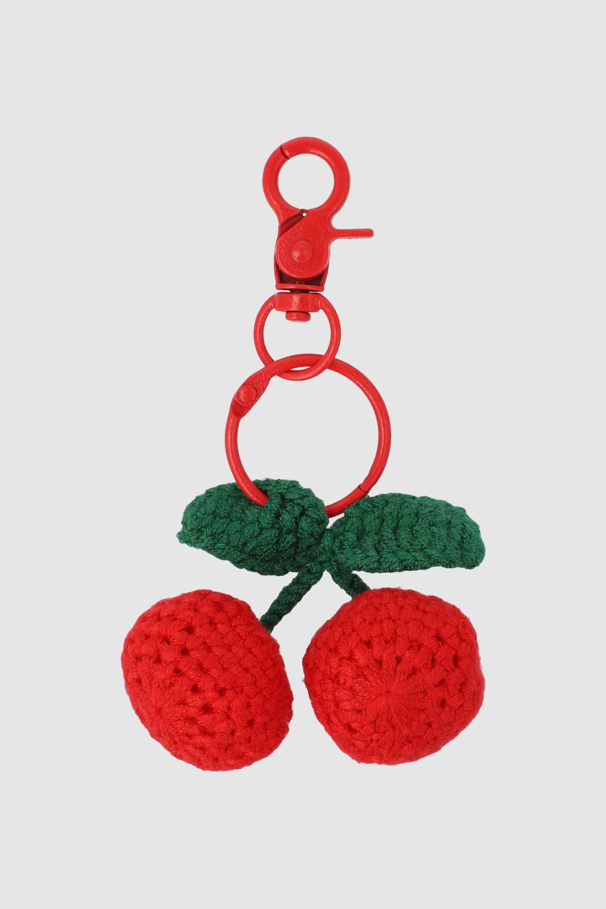 Llavero cerezas crochet ROJO