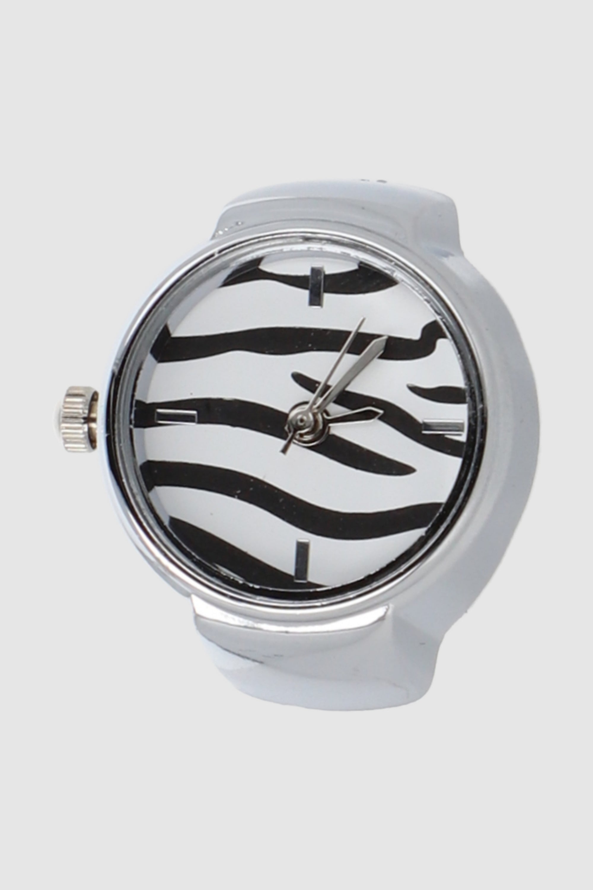 Anillo reloj cebra PLATA