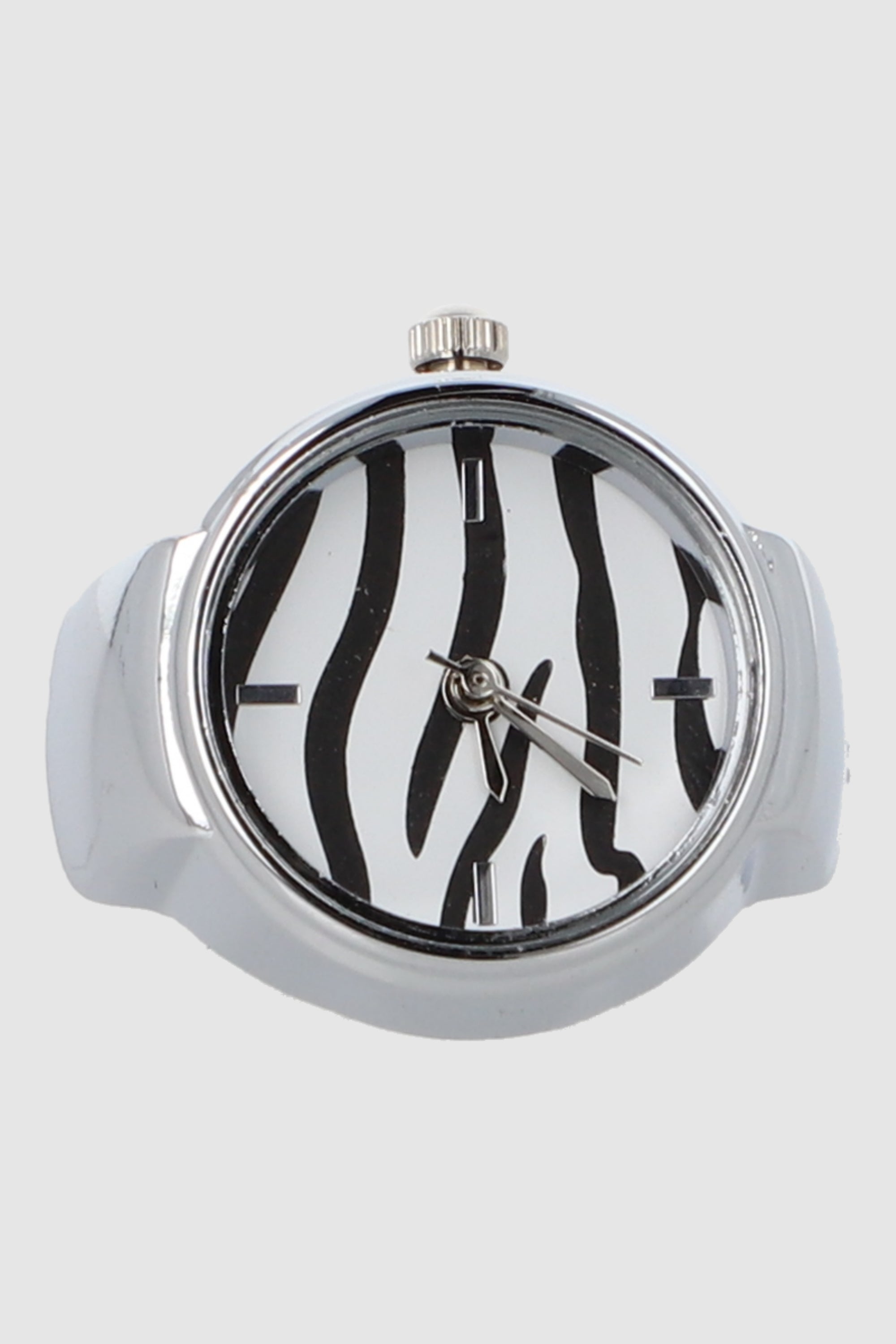Anillo reloj cebra PLATA