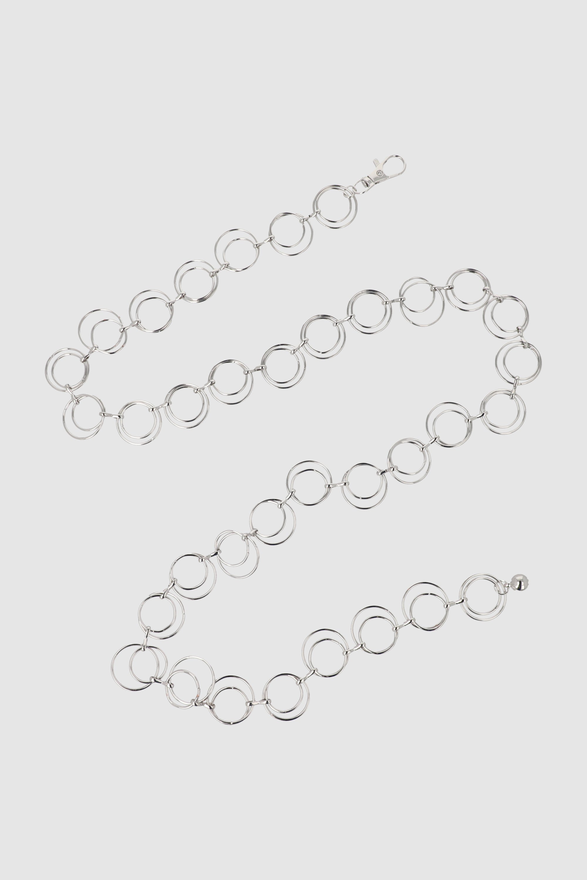 Cinturon cadena aros dobles PLATA