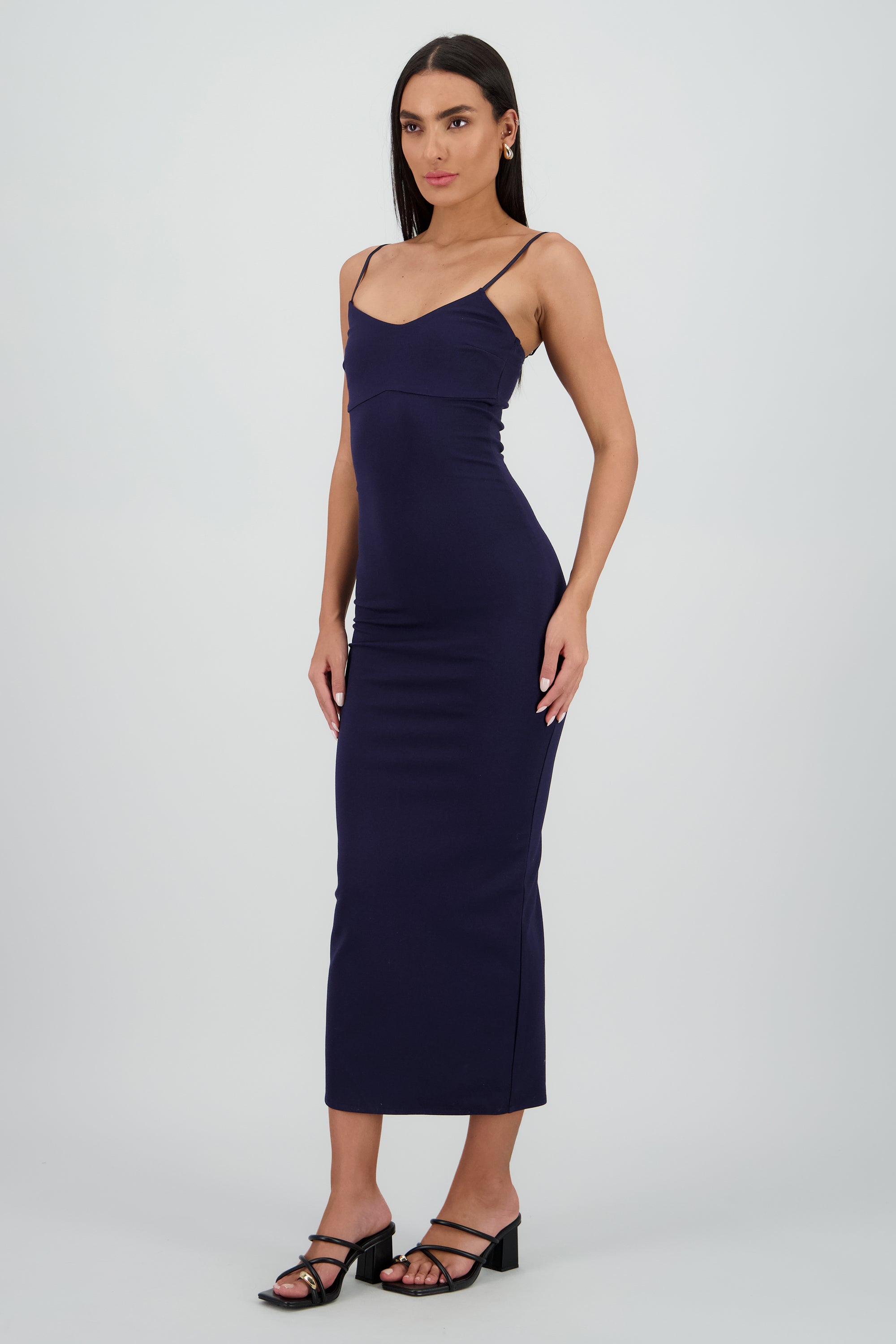 Maxi vestido bodycon liso MARINO