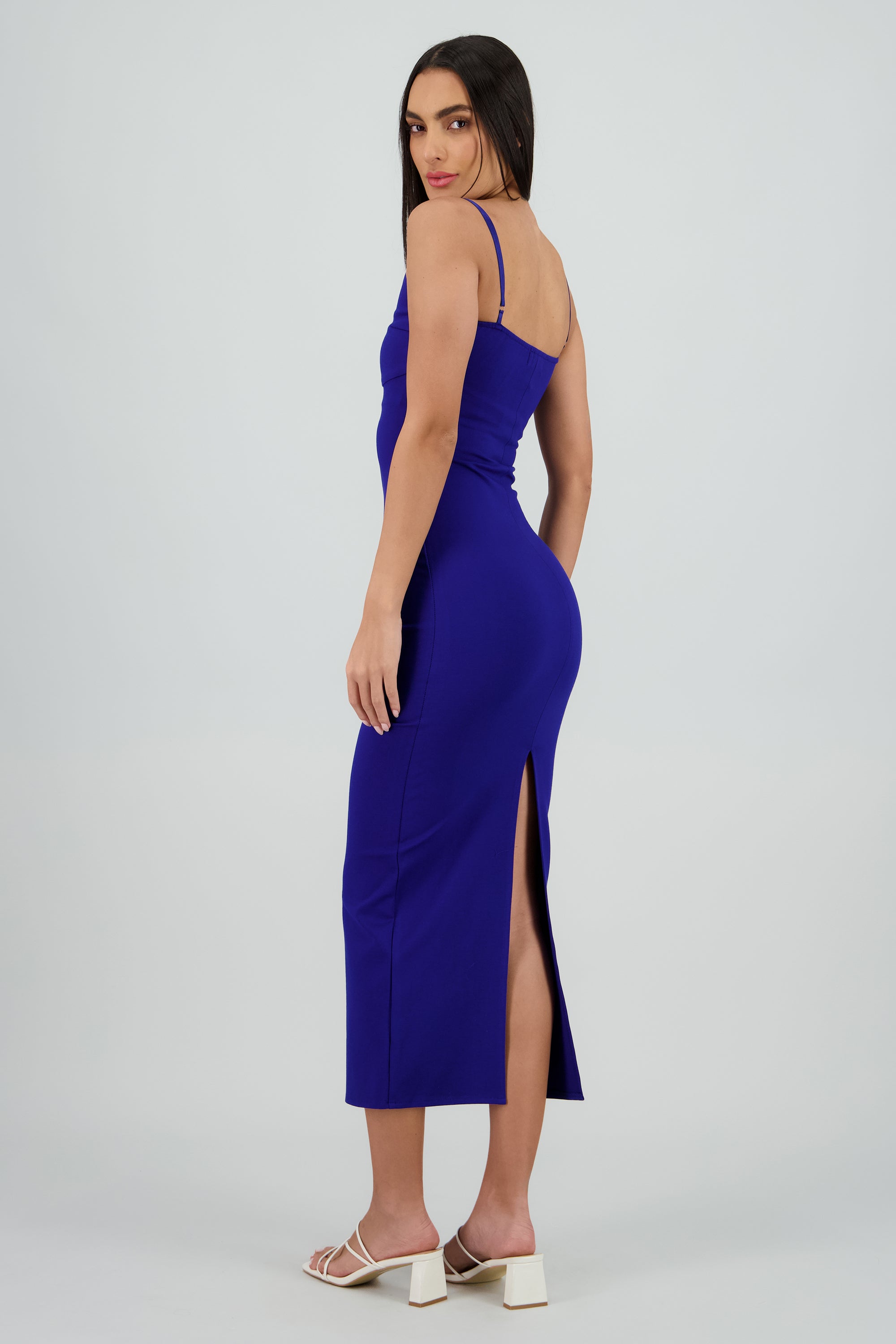 Maxi vestido bodycon liso AZUL REY