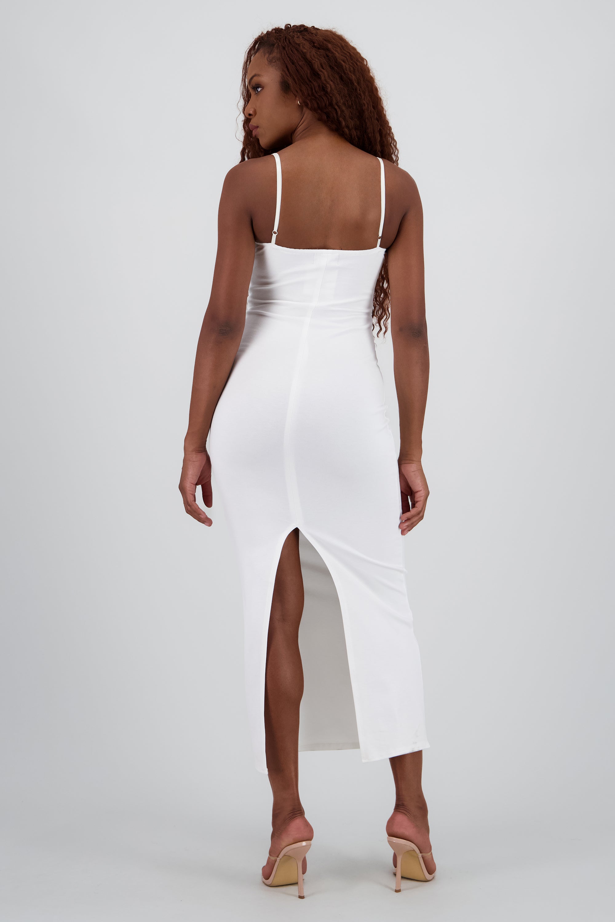 Maxi vestido bodycon liso HUESO