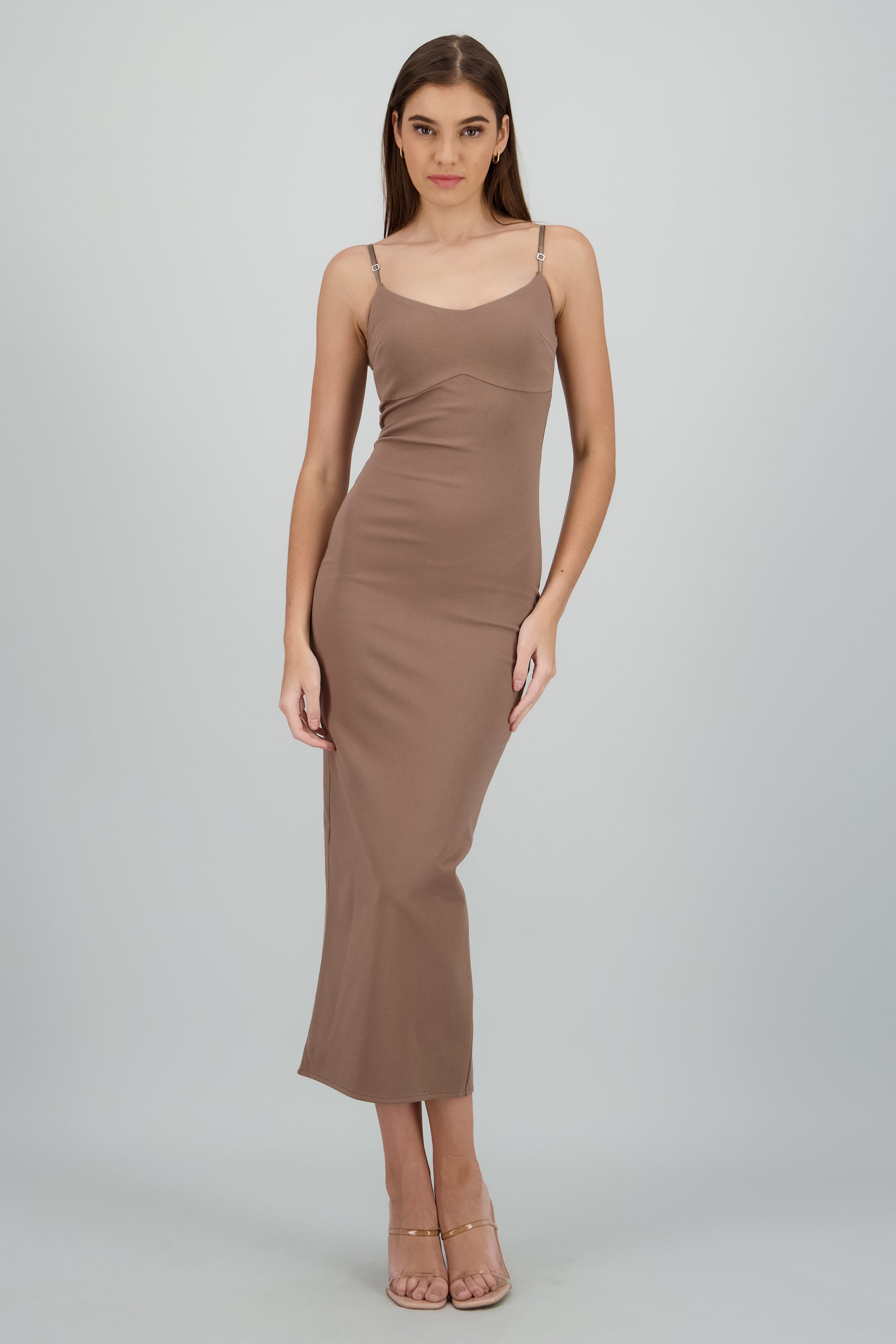Maxi vestido bodycon liso CAFE