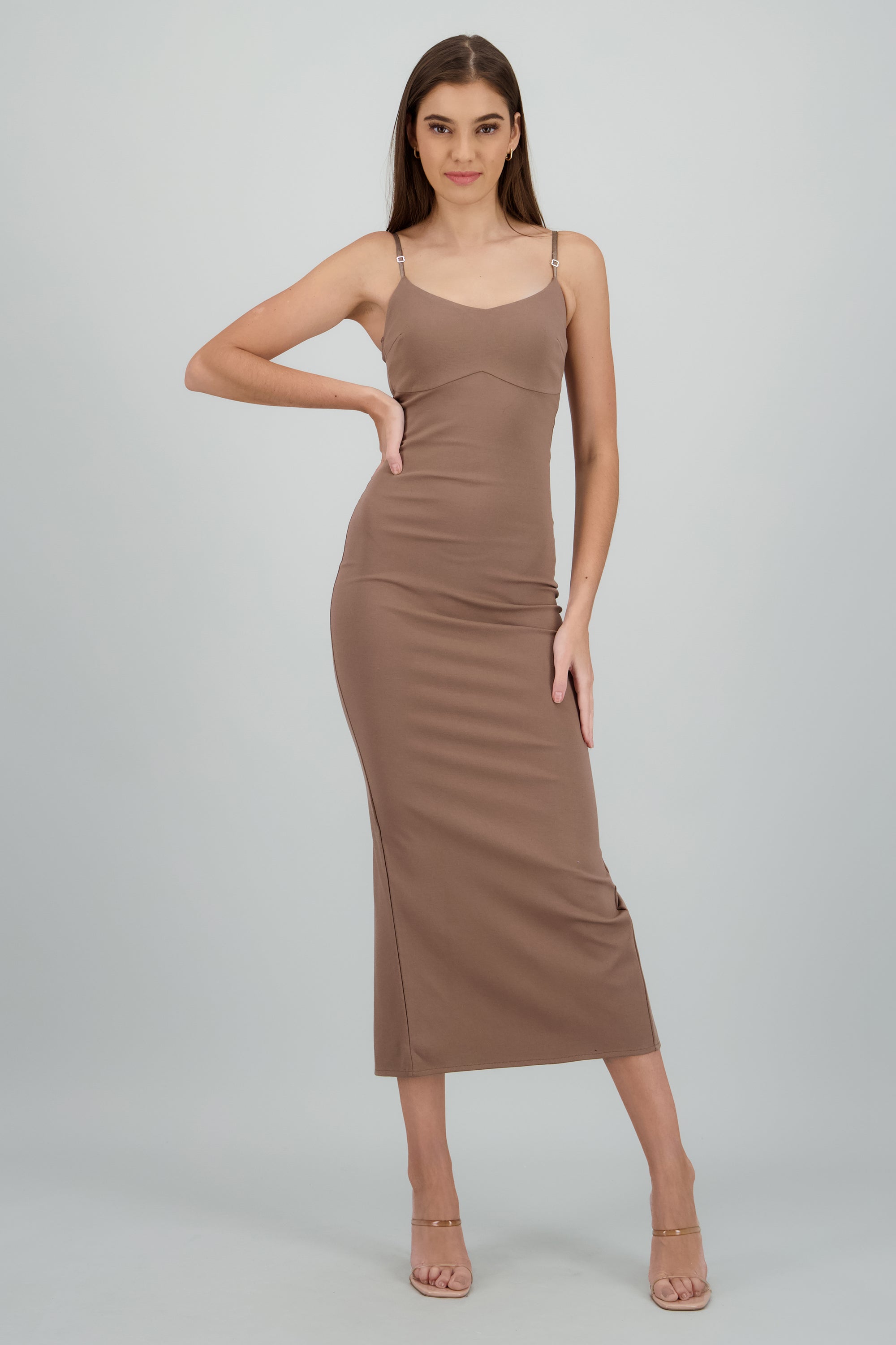 Maxi vestido bodycon liso CAFE