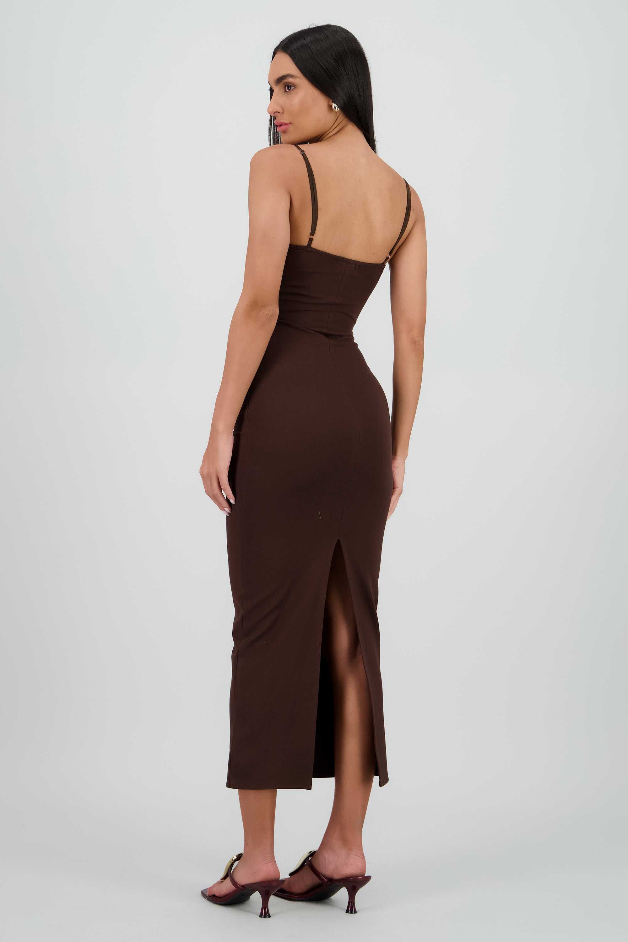 Maxi vestido bodycon liso CHOCOLATE