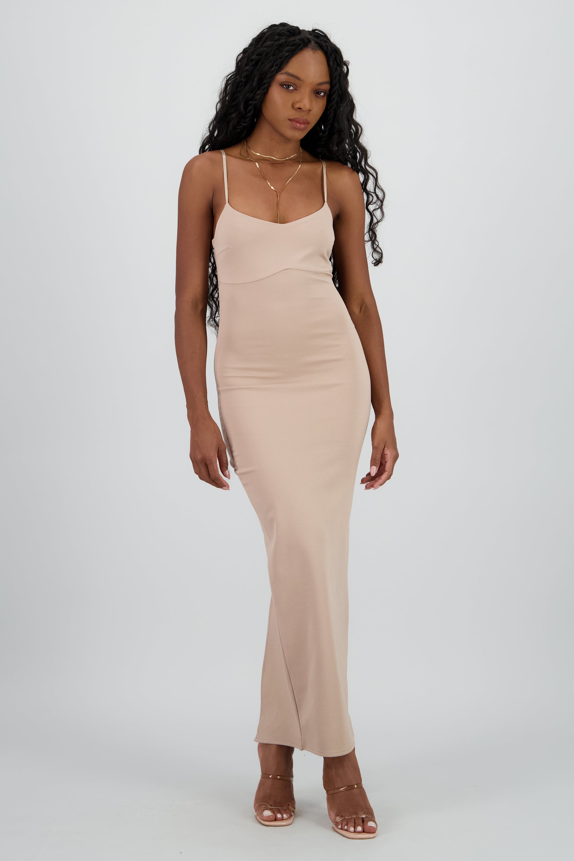 Maxi vestido bodycon liso TAUPE