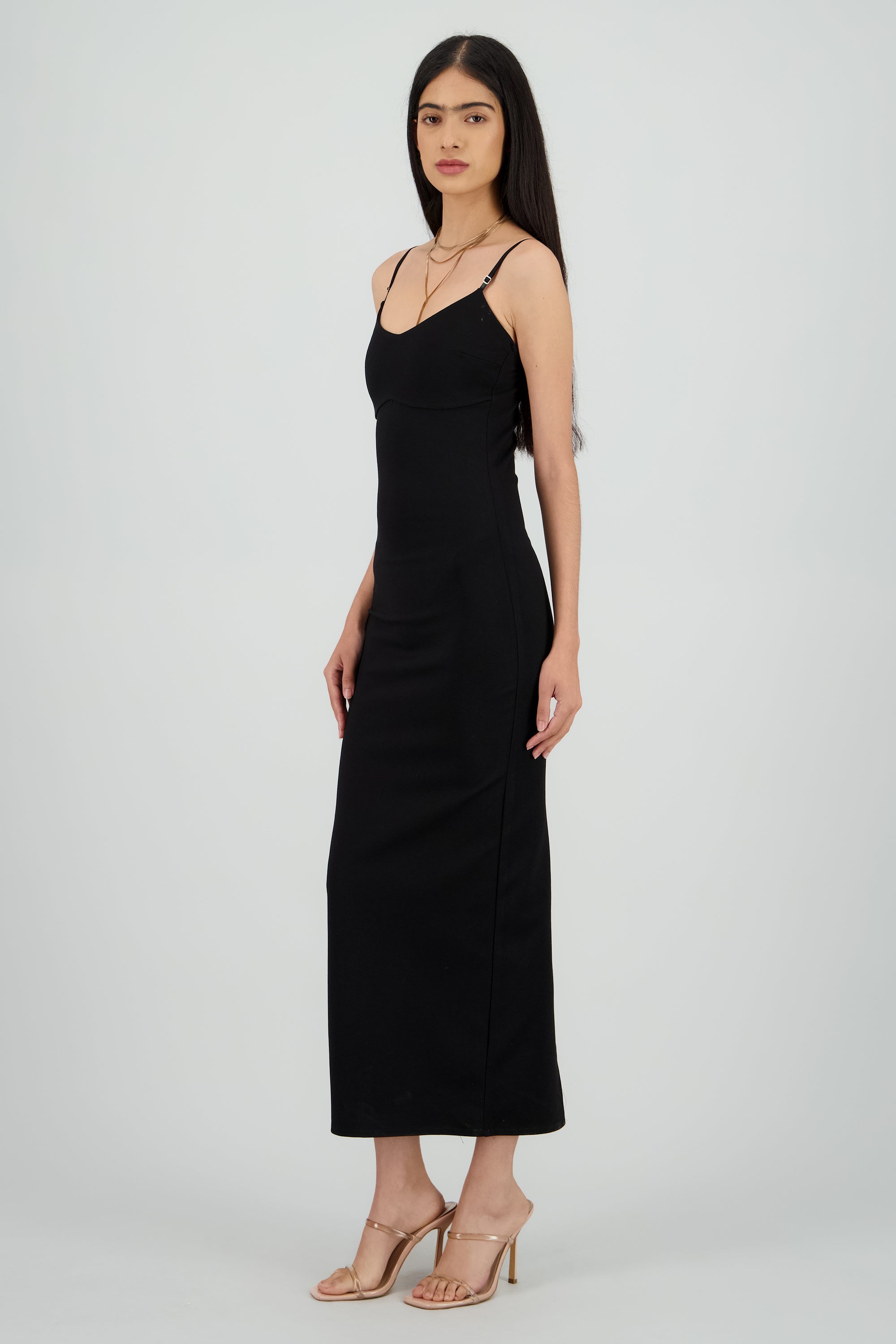 Maxi vestido bodycon liso NEGRO