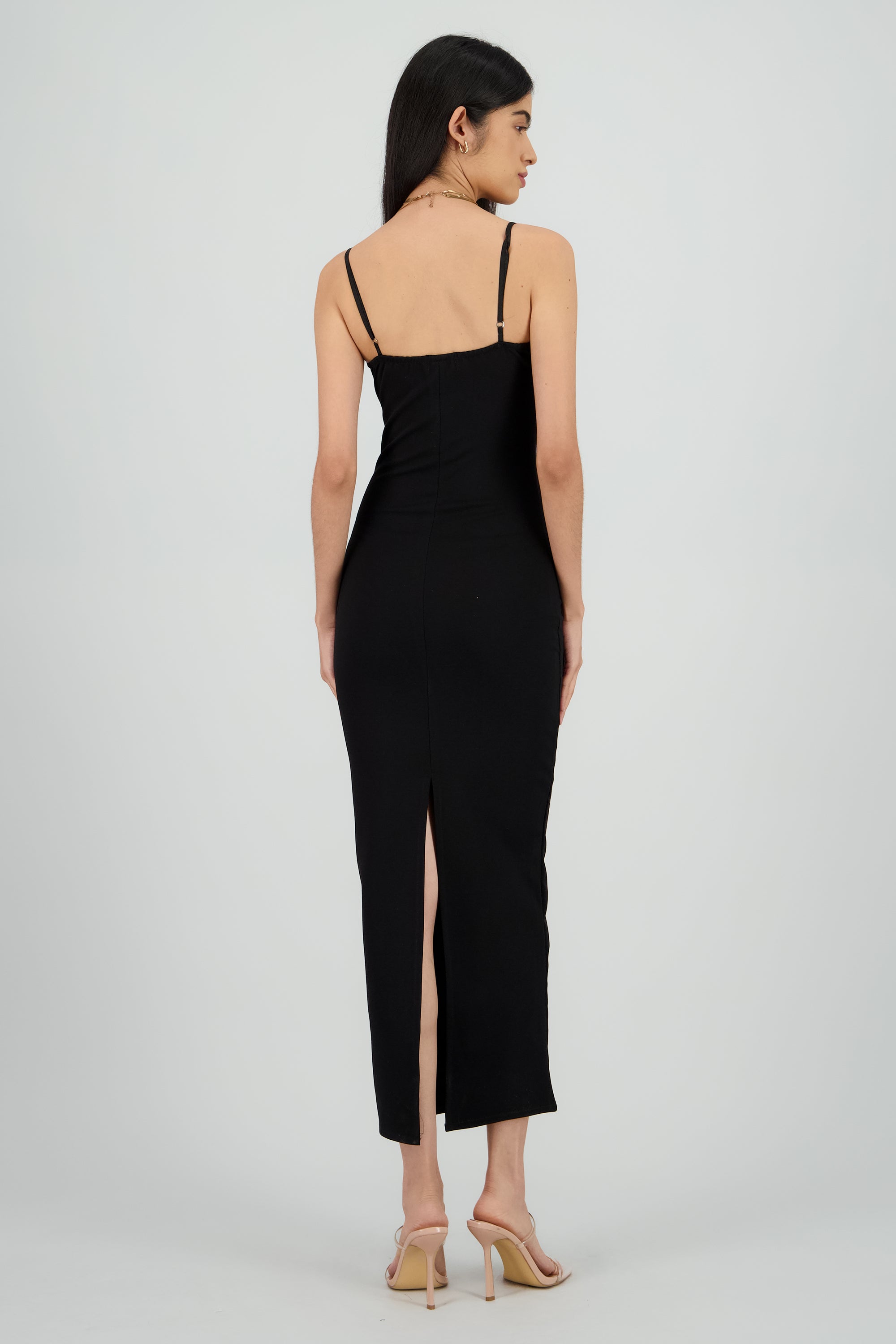 Maxi vestido bodycon liso NEGRO