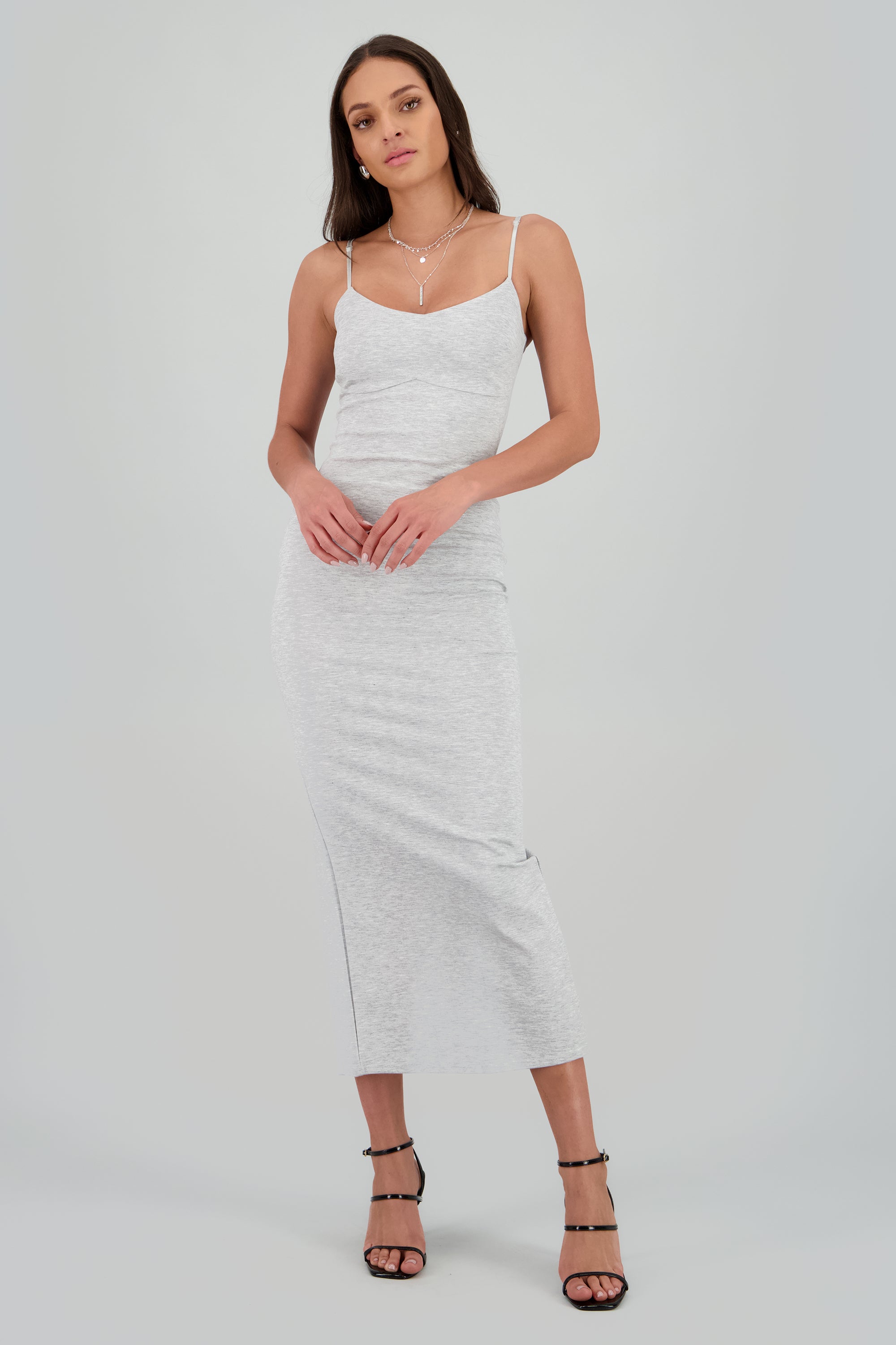 Maxi vestido bodycon liso GRIS JASPE