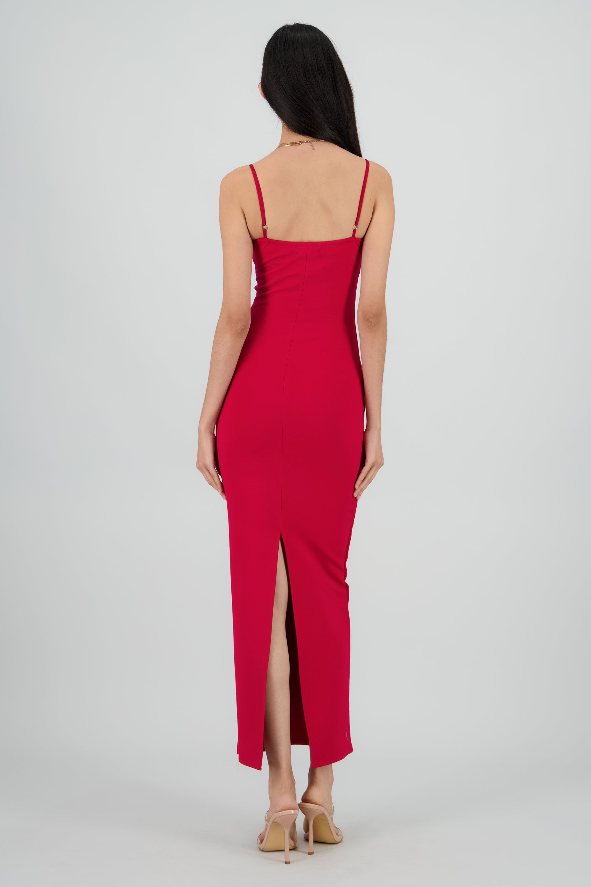 Maxi vestido bodycon liso ROJO