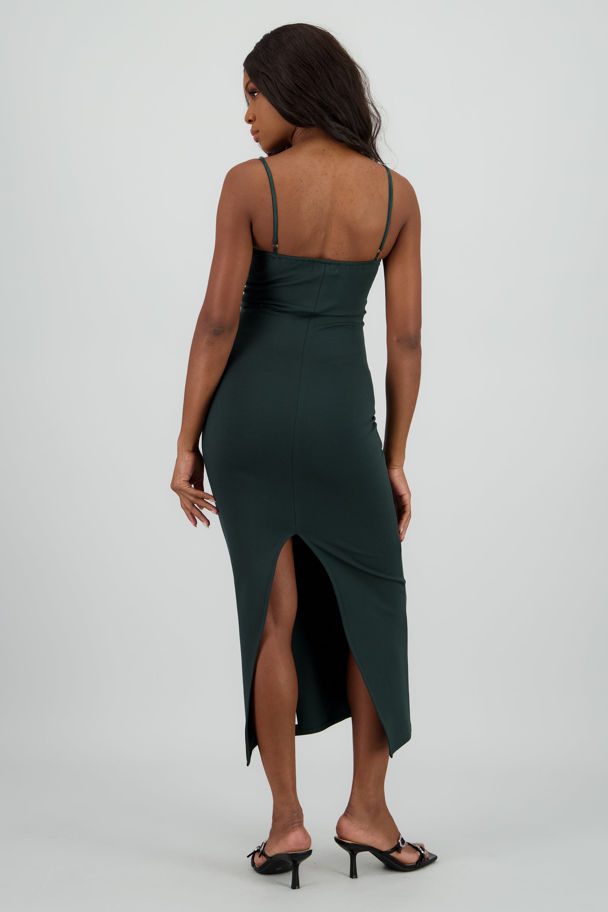 Maxi vestido bodycon liso VERDE CAZADOR