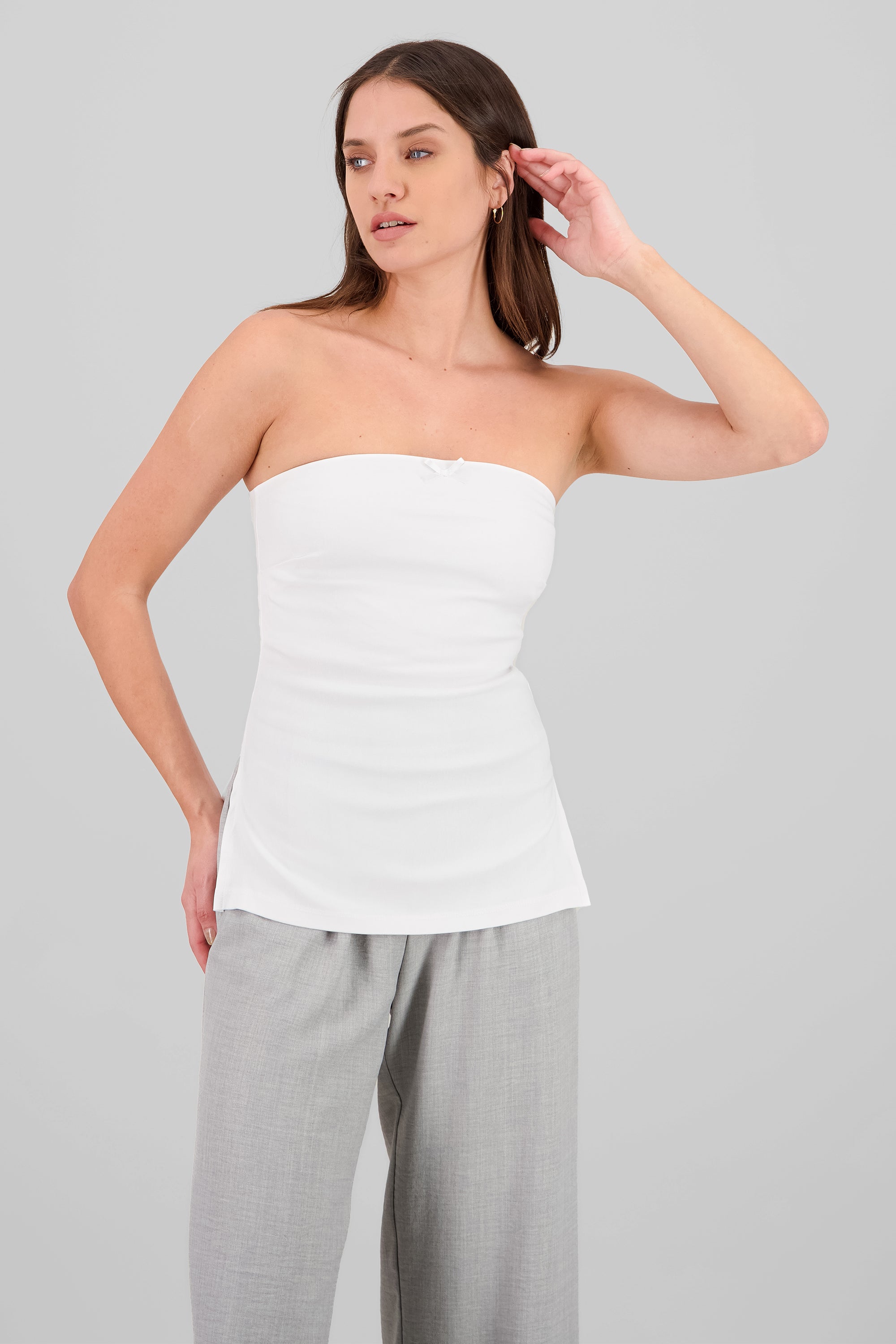 Top tubo moño BLANCO